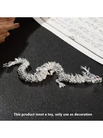 Five Claw Dragon Desktop Ornament with Movable Joints Silver Color