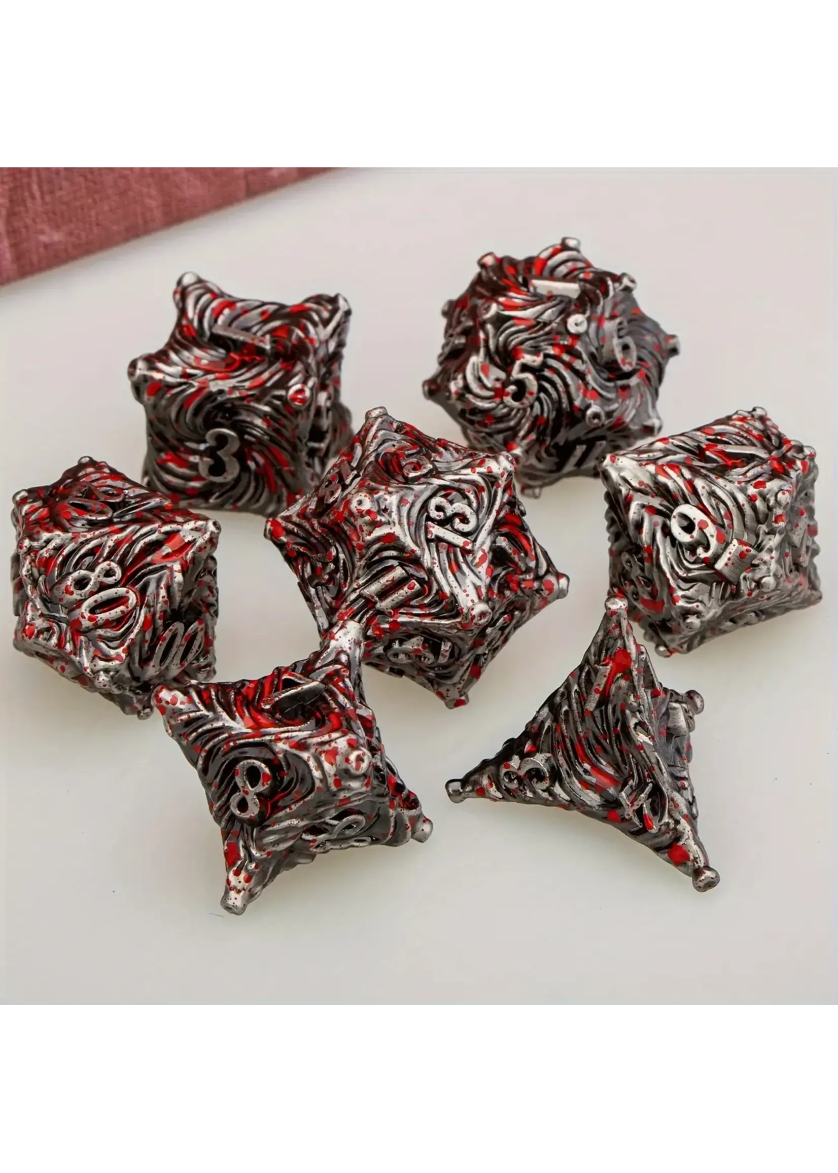 Dice RPG 7pc Metal Vortex Blood Red