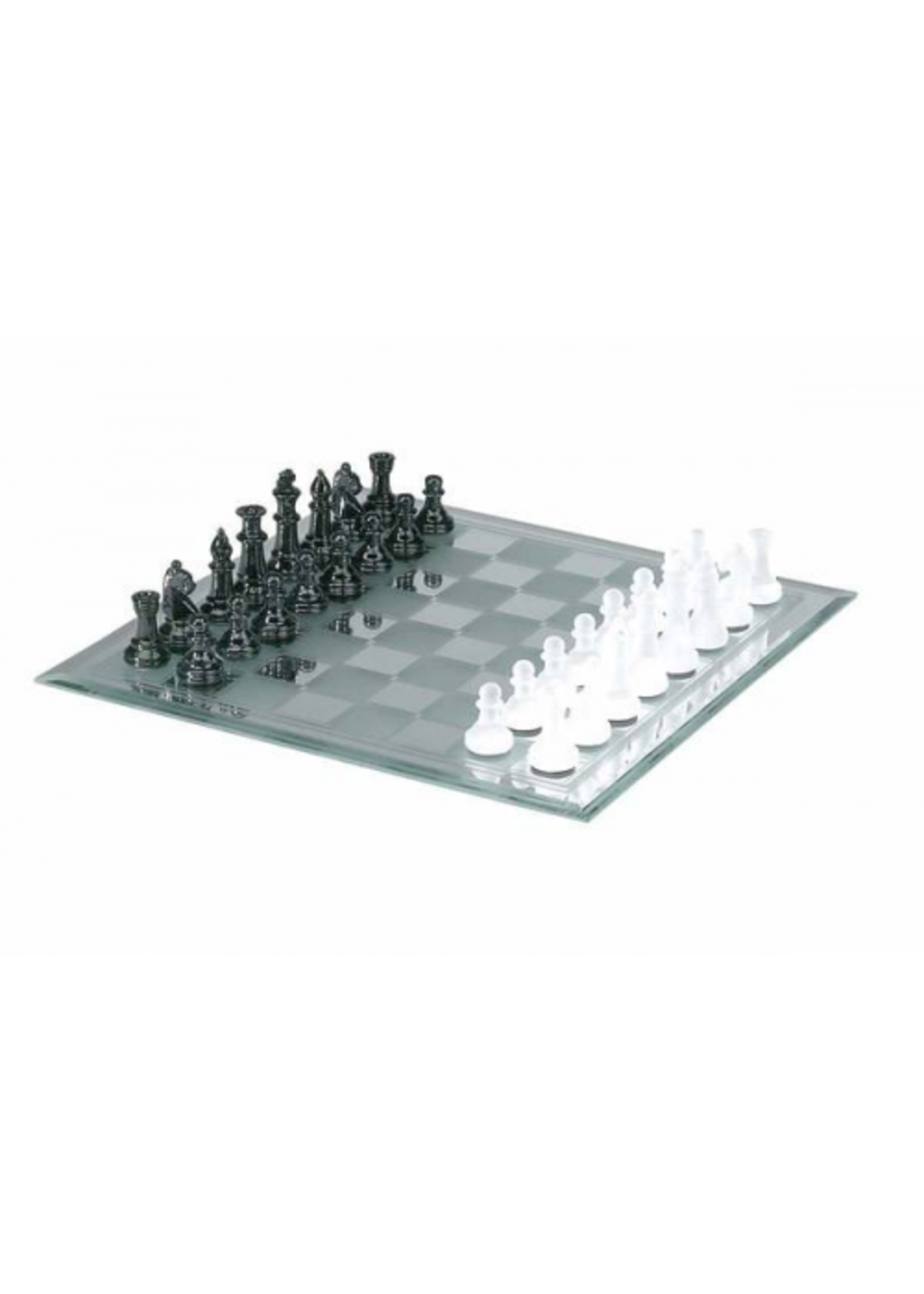 Chess Set Black and White Frosted Glass
