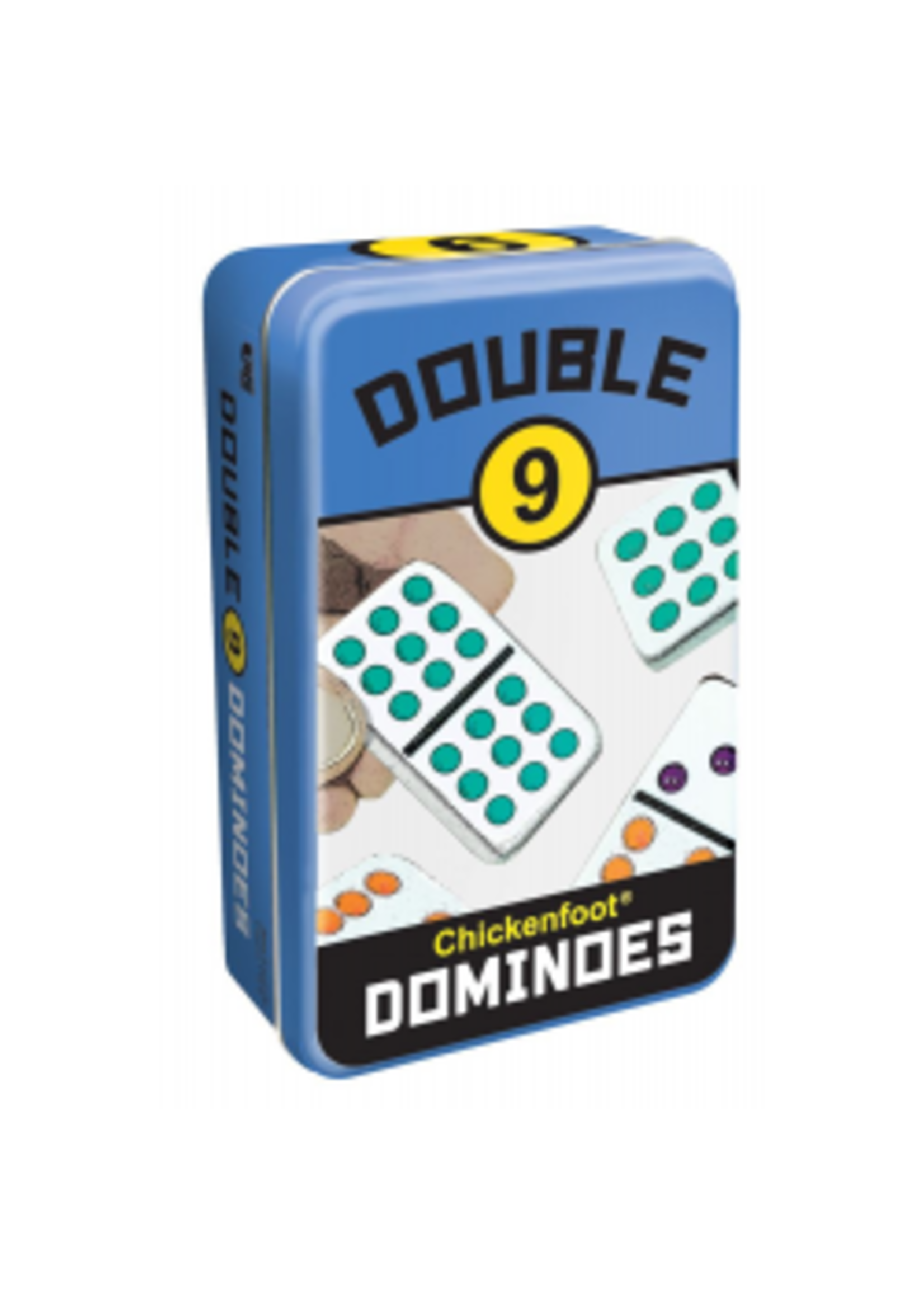 Dominoes Chickenfoot Double 9 Color Dot Metal Tin