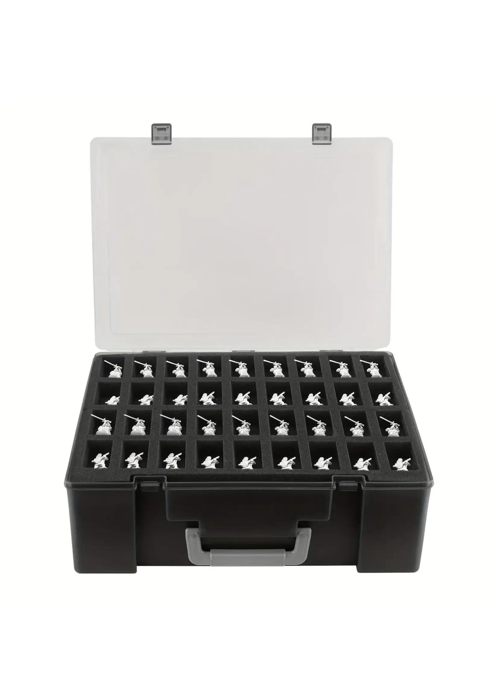 Miniatures Case Hard Plastic with 3 Foam Trays to hold up to 108 Figures (Black)