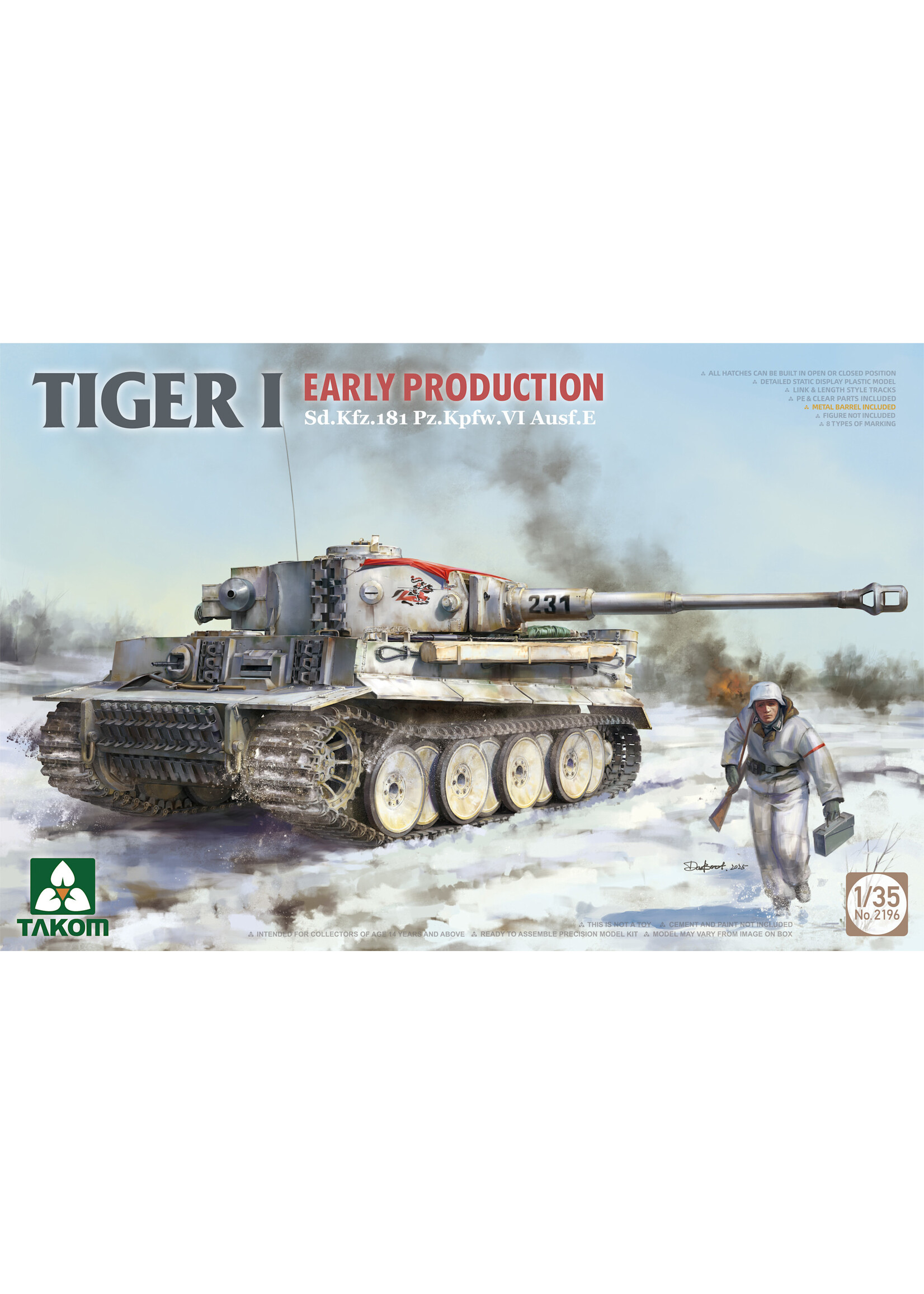 Takom TAK2196 Tiger I Early Production Sd.Kfz.181 Pz.Kpfw.VI Ausf.E (1/35)