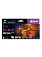 Vallejo 000VAL72312 Fire Dragons 8 Color Set