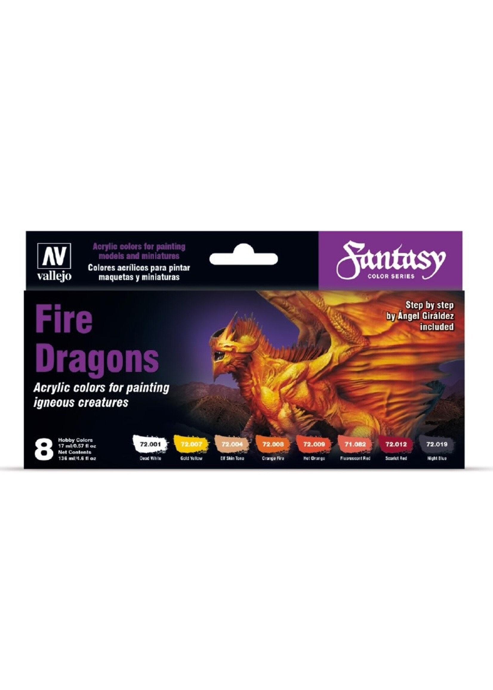 Vallejo VAL72312 Fire Dragons 8 Color Set