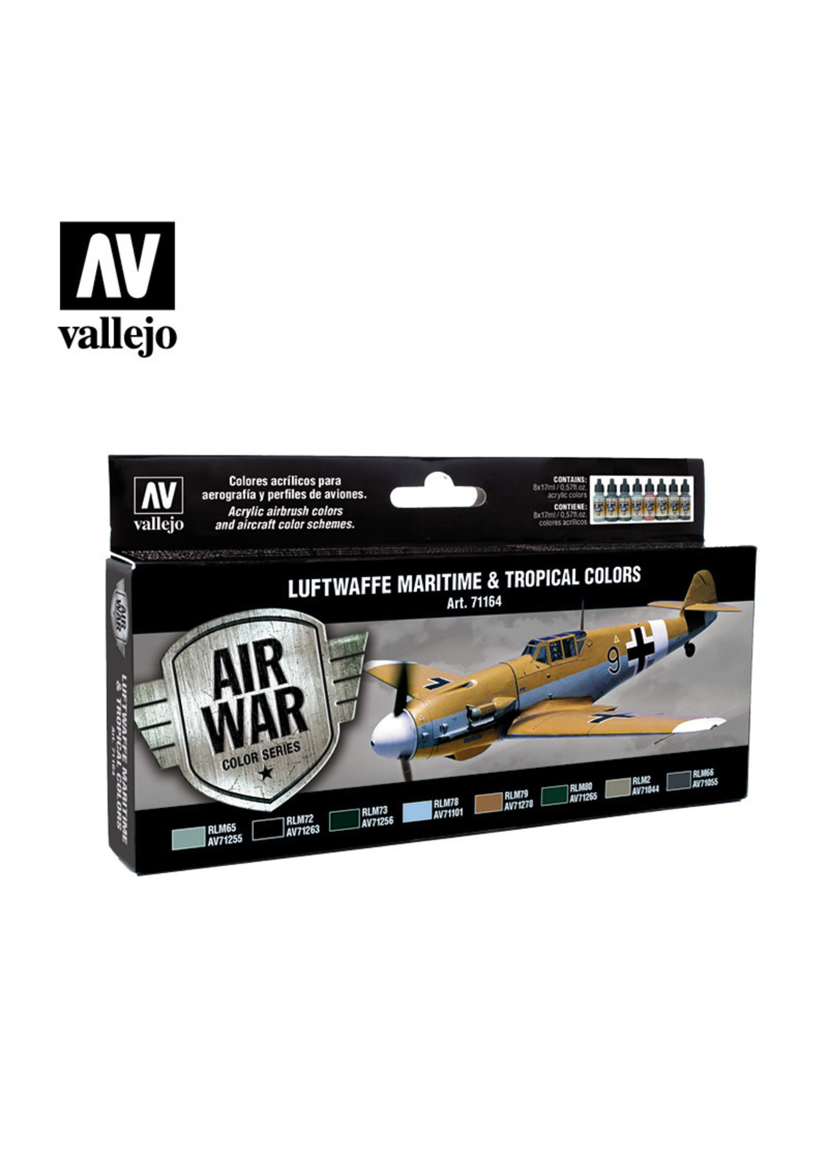 Vallejo VAL71164 Luftwaffe Maritime and Tropical Colors Paint Set (8pc)