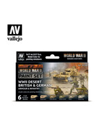 Vallejo 000VAL70208 WWII Desert British & German Armour & Infantry Paint Set (6pc)