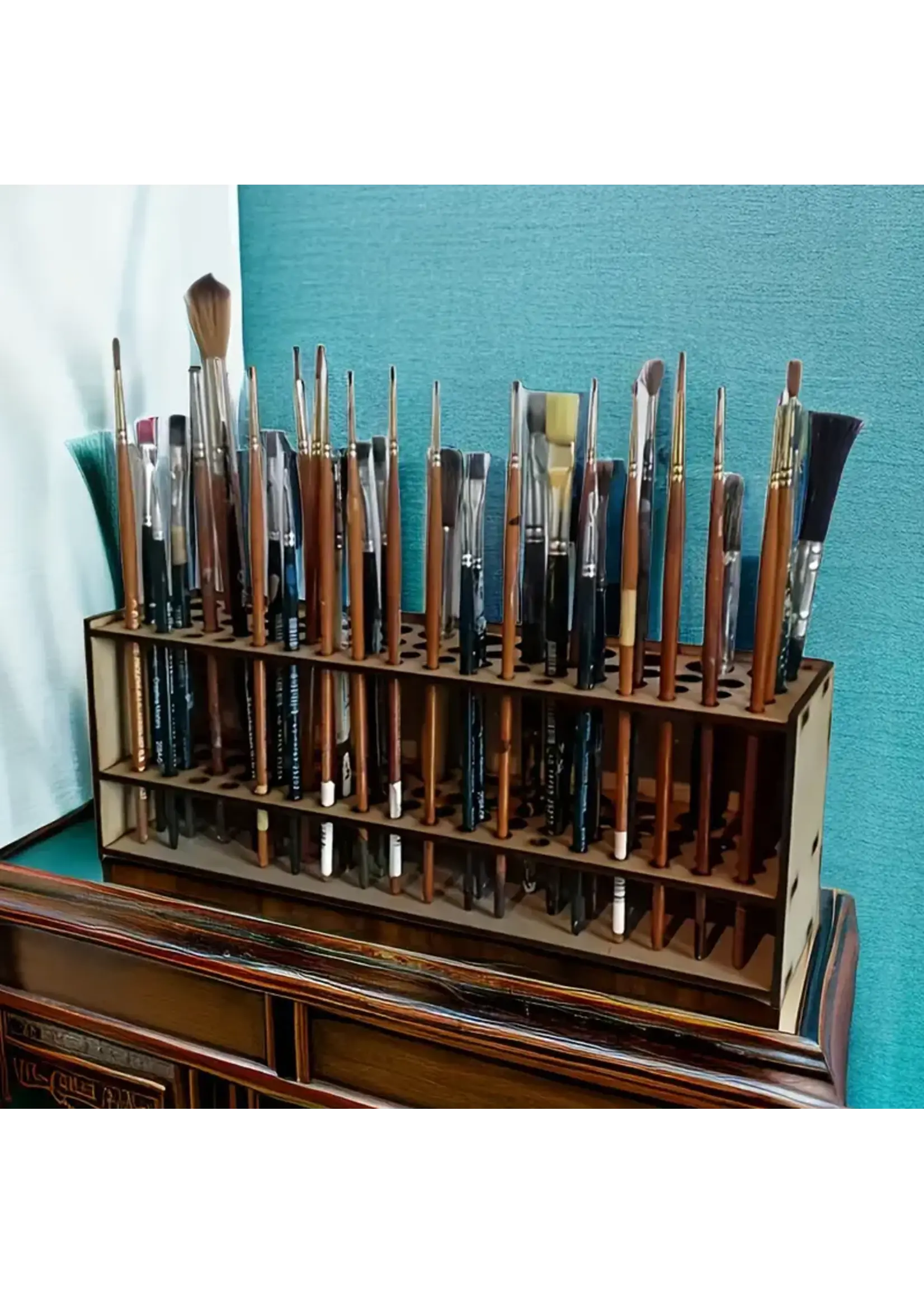 Wooden Organizer for Paintbrush, Pen, Marker