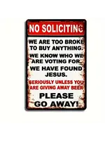 Metal Wall Sign 8x12 Inch No Soliciting