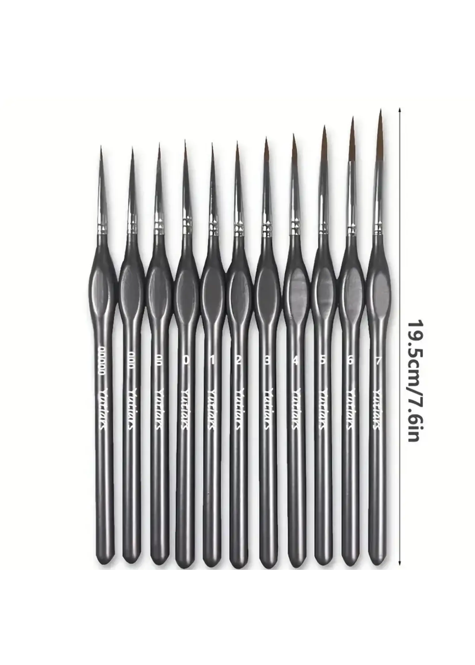 Yutiars Premium Quality Detail Paint Brush Set Grey/Black (11pc)