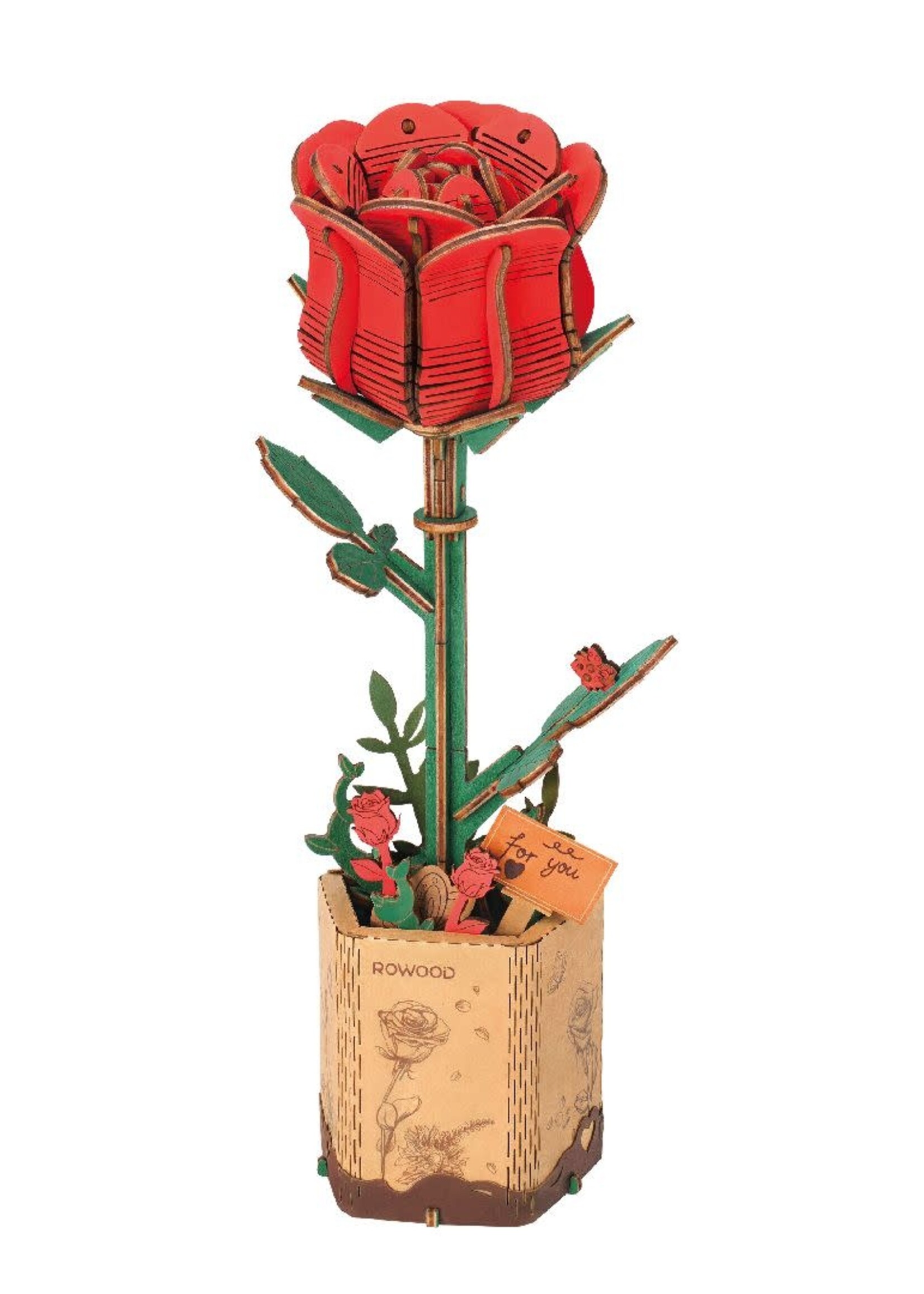 Rowood ROETW042 DIY Red Rose 3D Wooden Puzzle