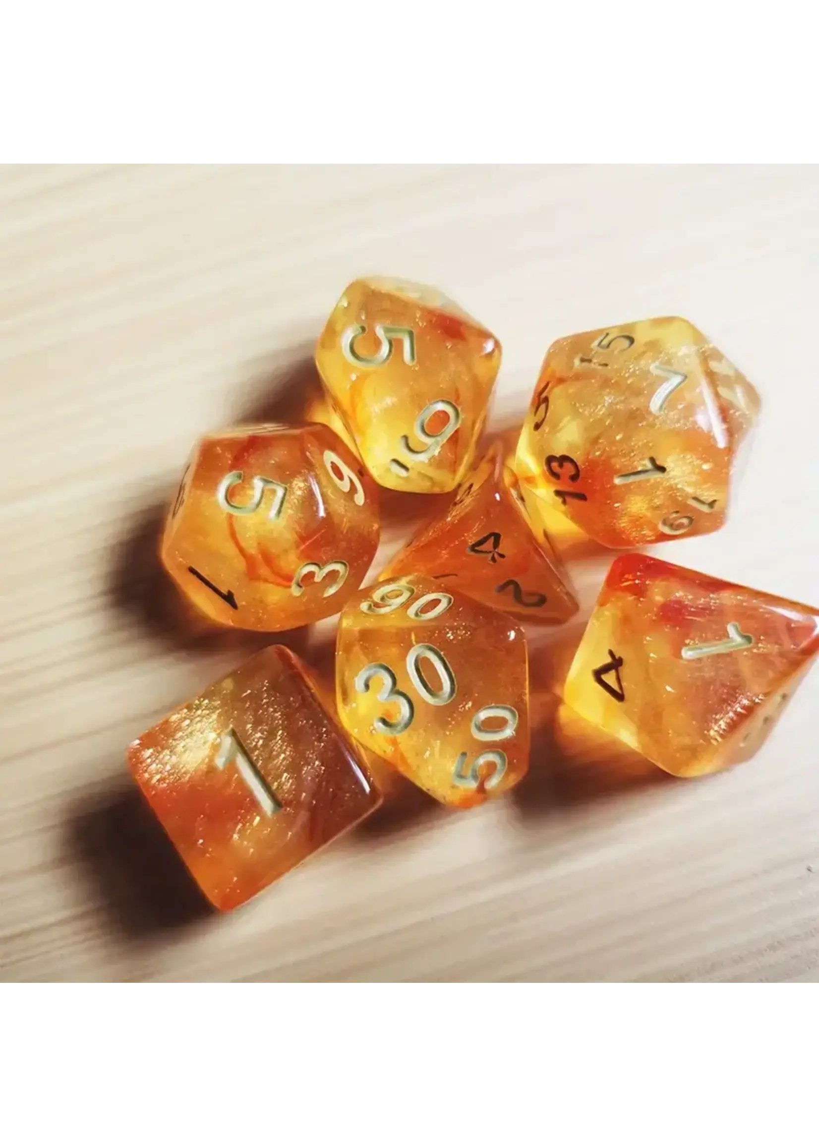 Dice RPG 7pc Dreamy Gradient Transparent Orange