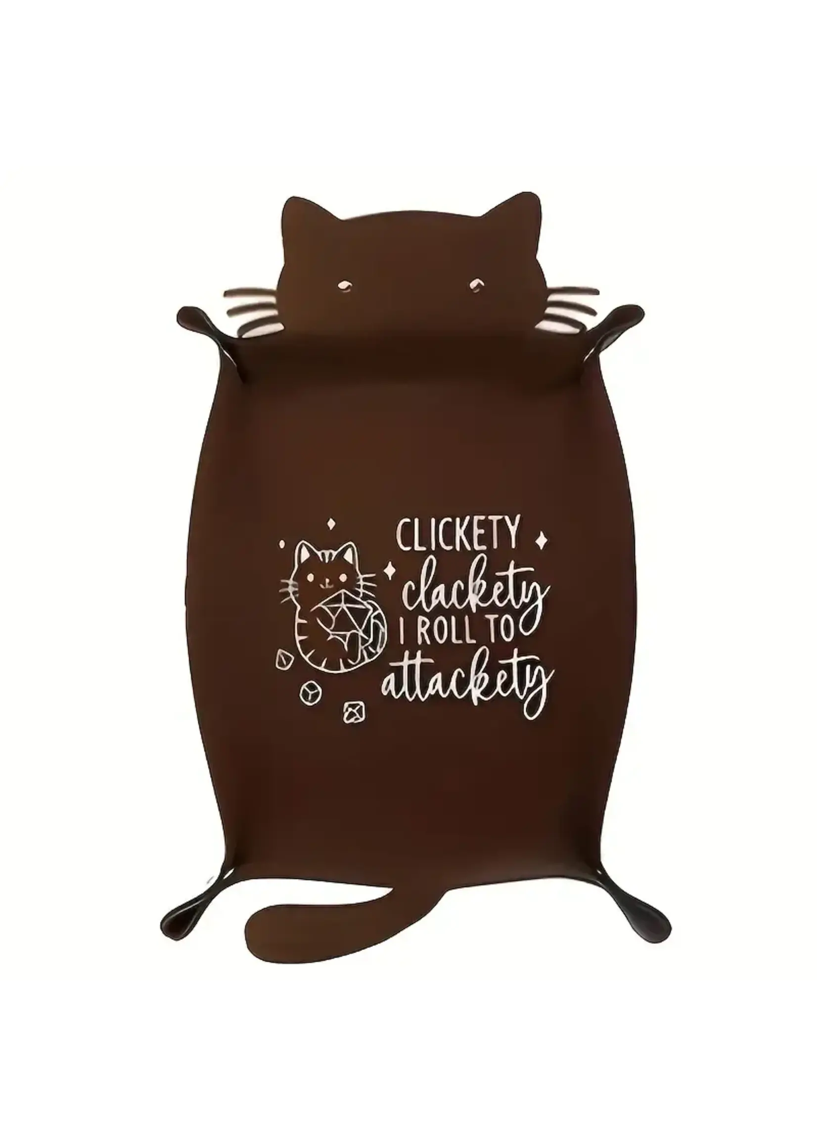 Dice Tray Clickety Clackety I Roll To Attackety (Brown)