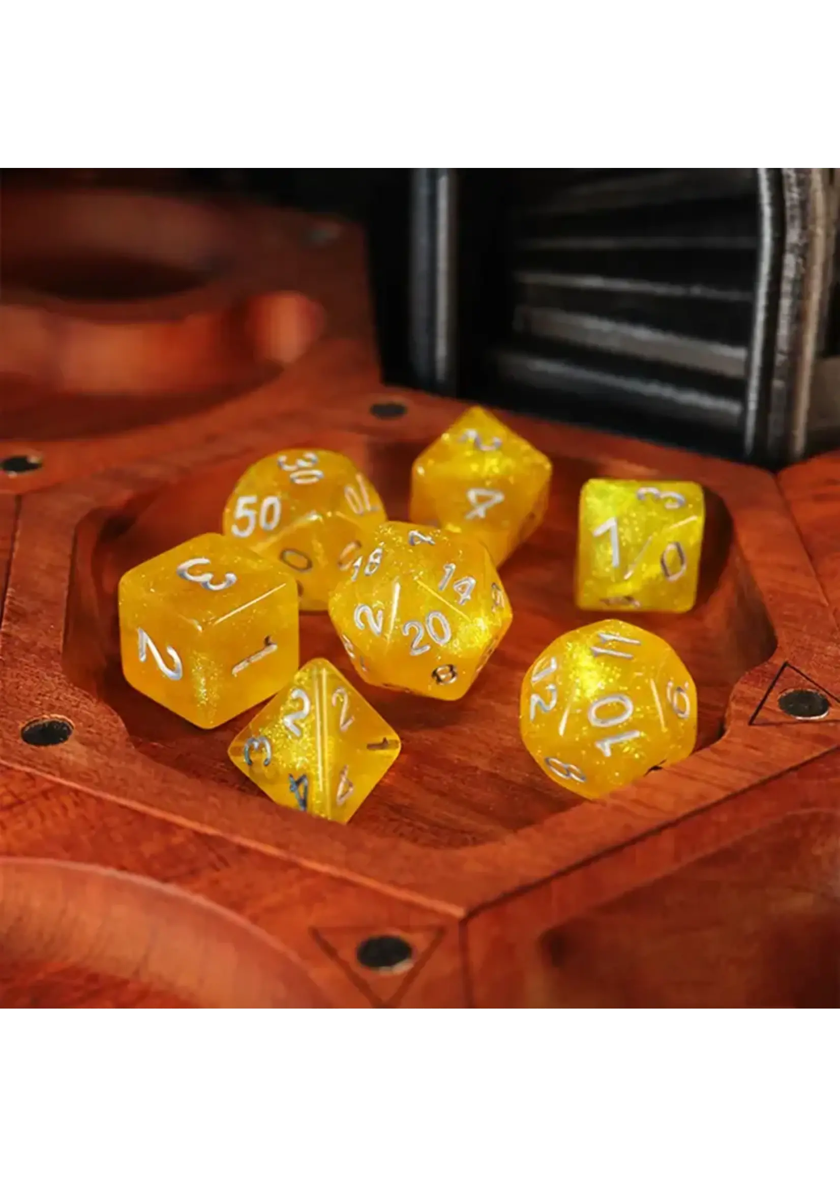 Dice RPG 7pc Starry Sky Yellow