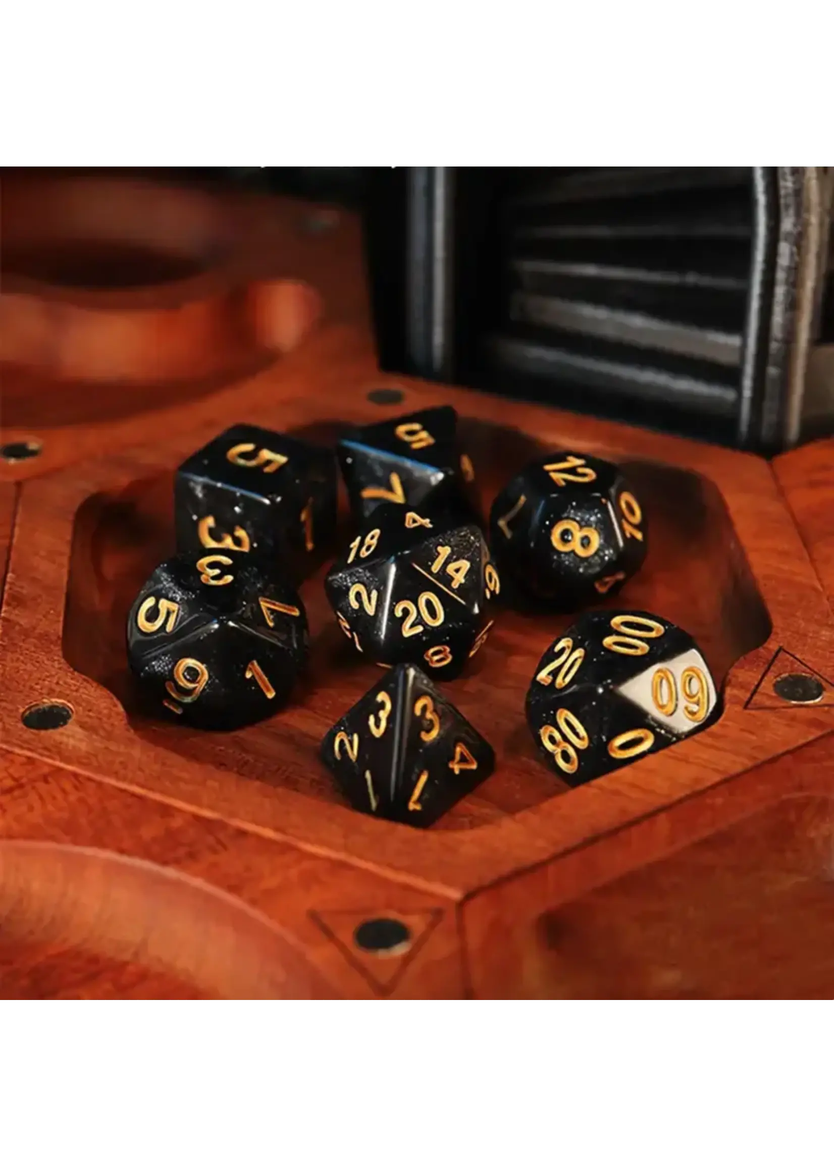 Dice RPG 7pc Starry Sky Black