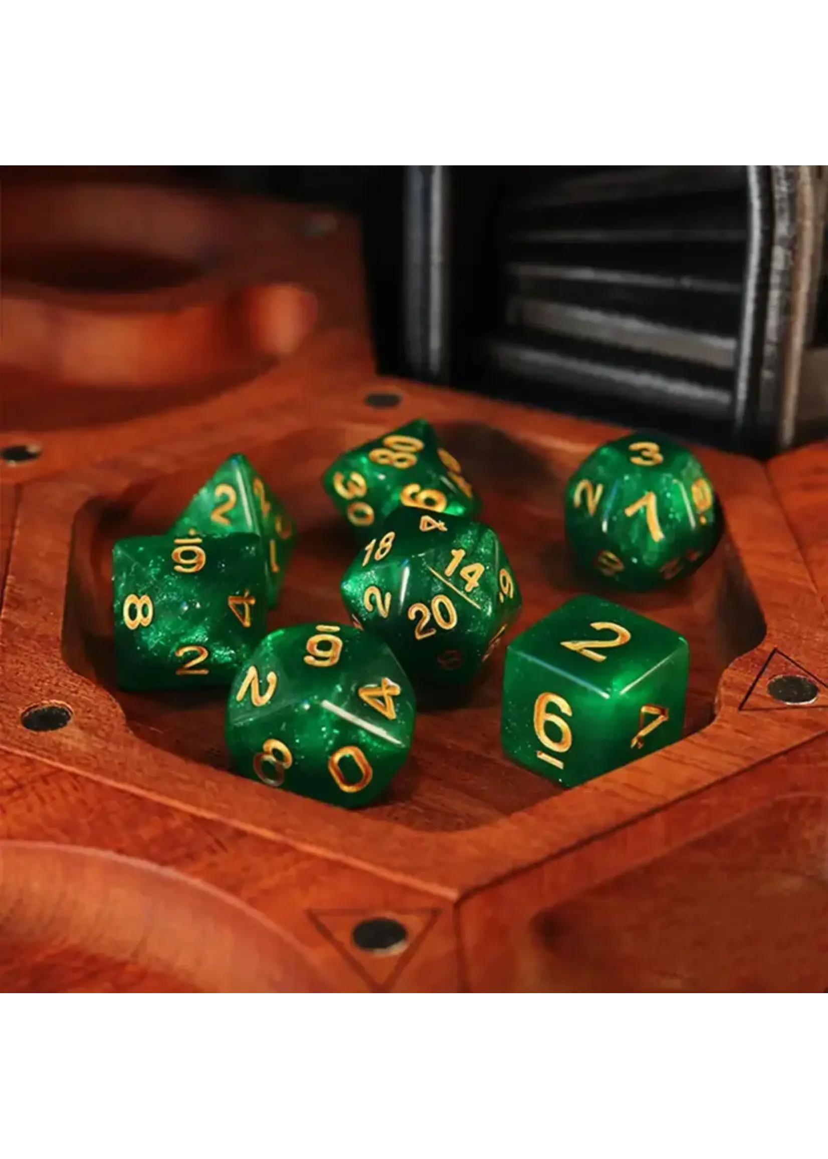 Dice RPG 7pc Starry Sky Green