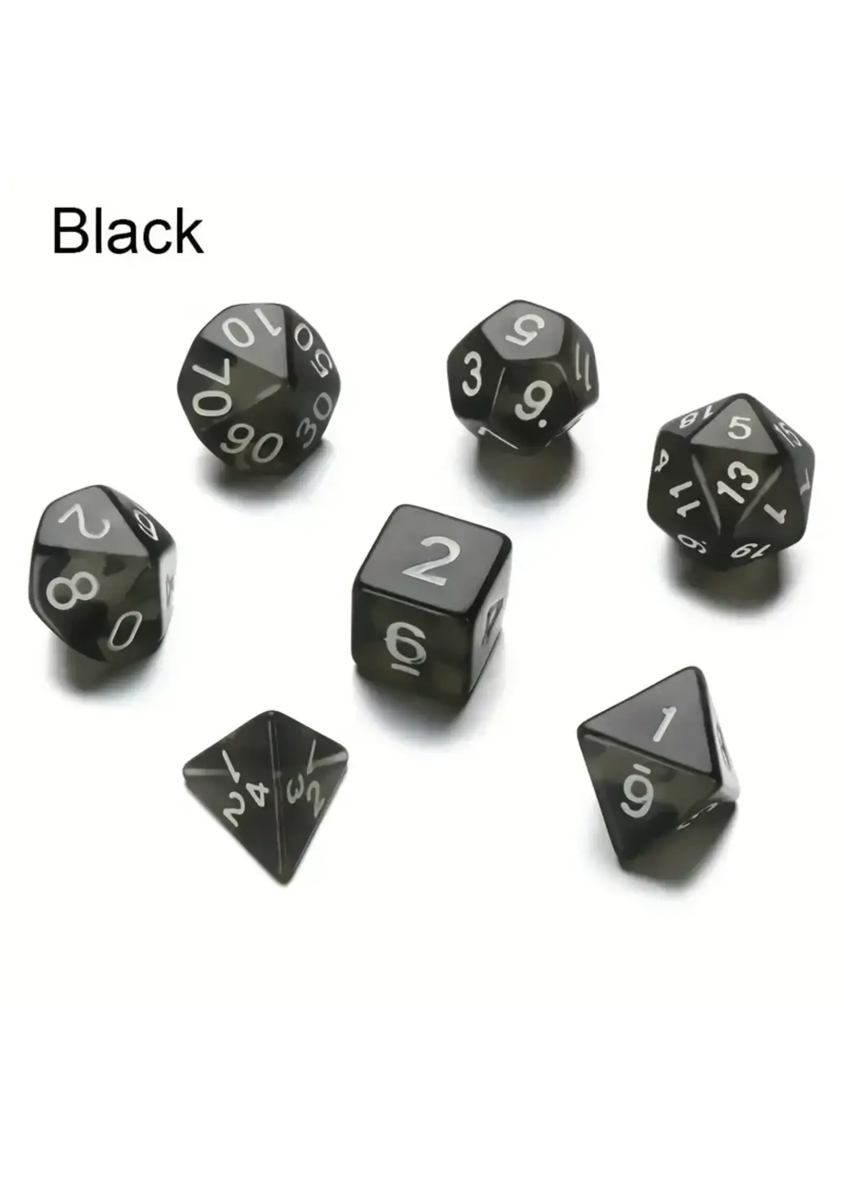 Dice RPG 7pc Translucent Black