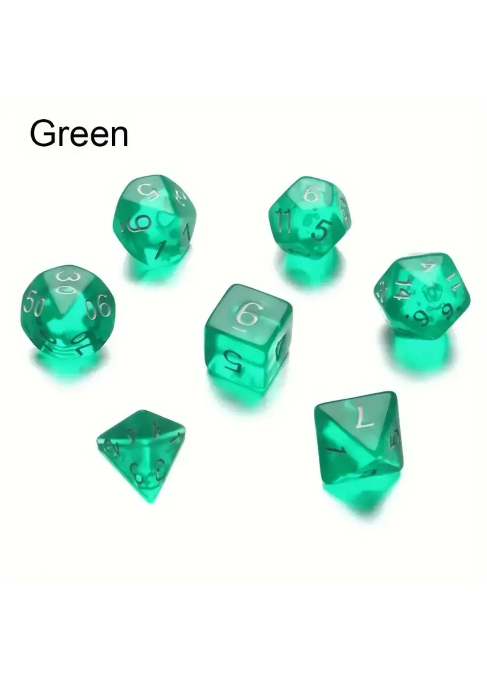 Dice RPG 7pc Translucent Green