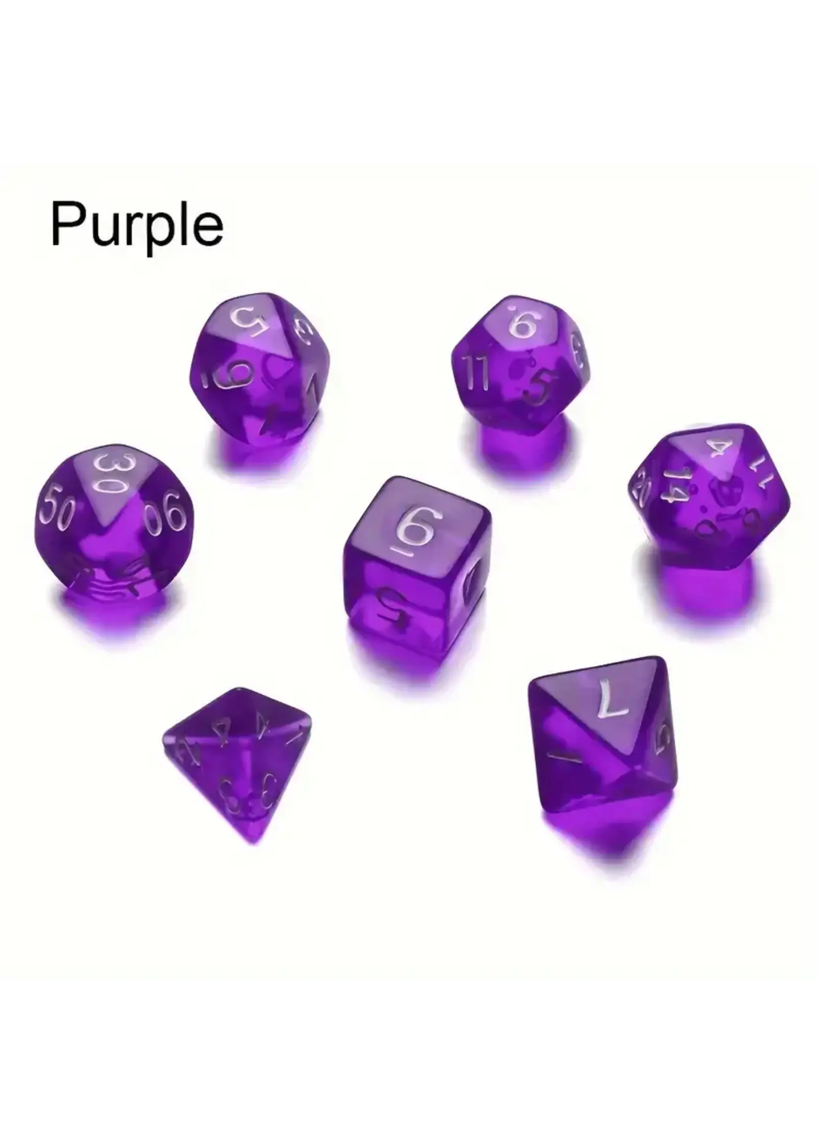 Dice RPG 7pc Translucent Purple