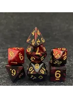 Dice RPG 7pc Red Black Gold