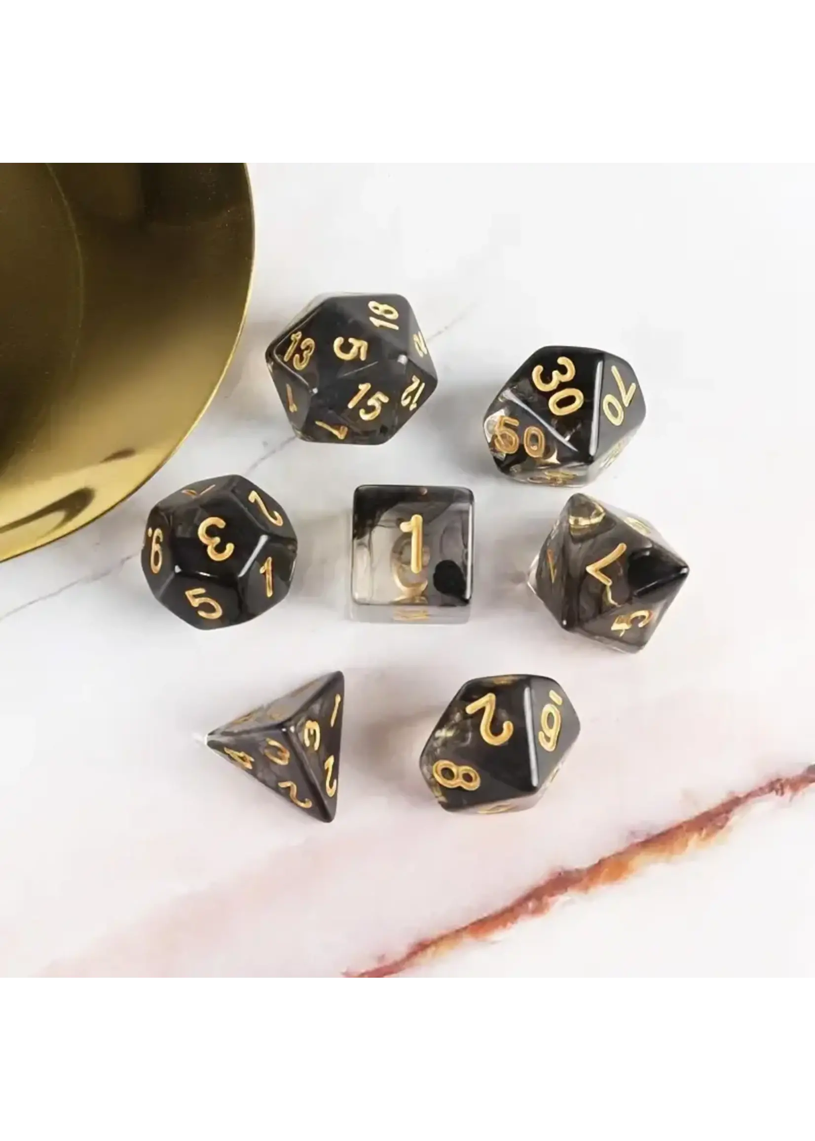Dice RPG 7pc Black Smoke