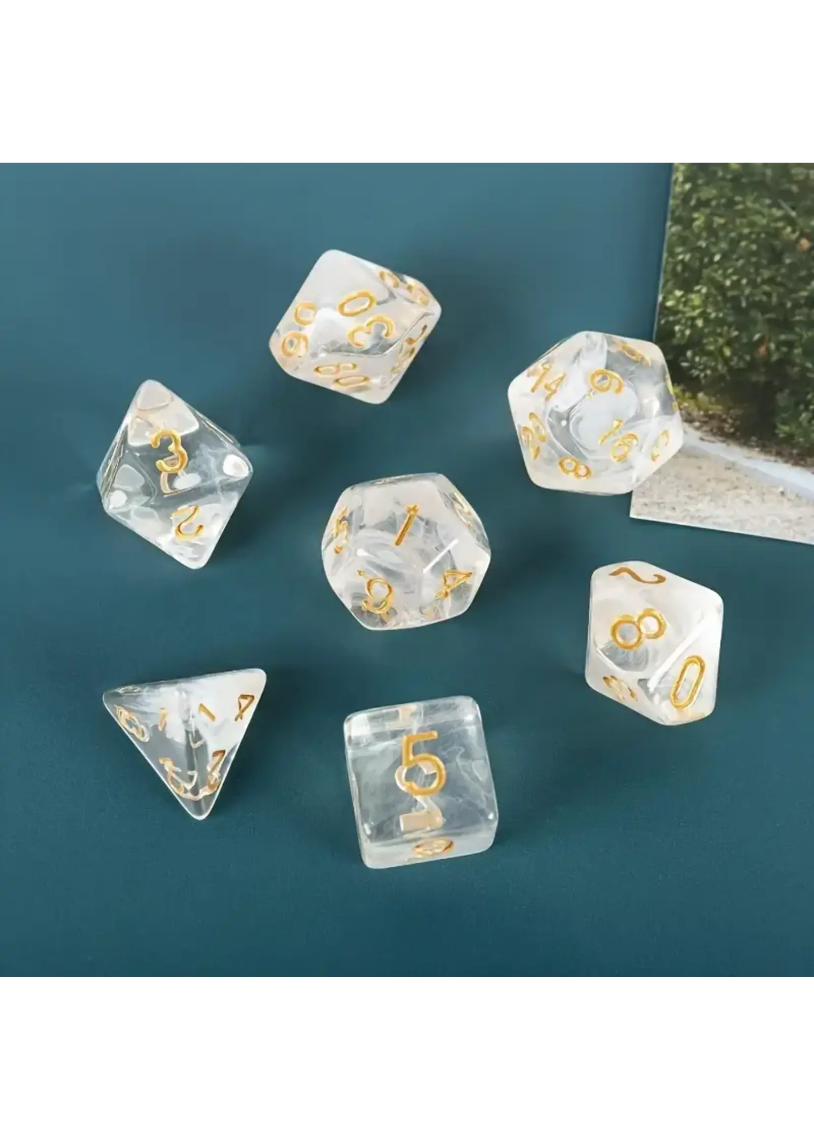 Dice RPG 7pc White Crystal
