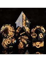 Dice RPG 7pc Starry Sky Resin Black Gold