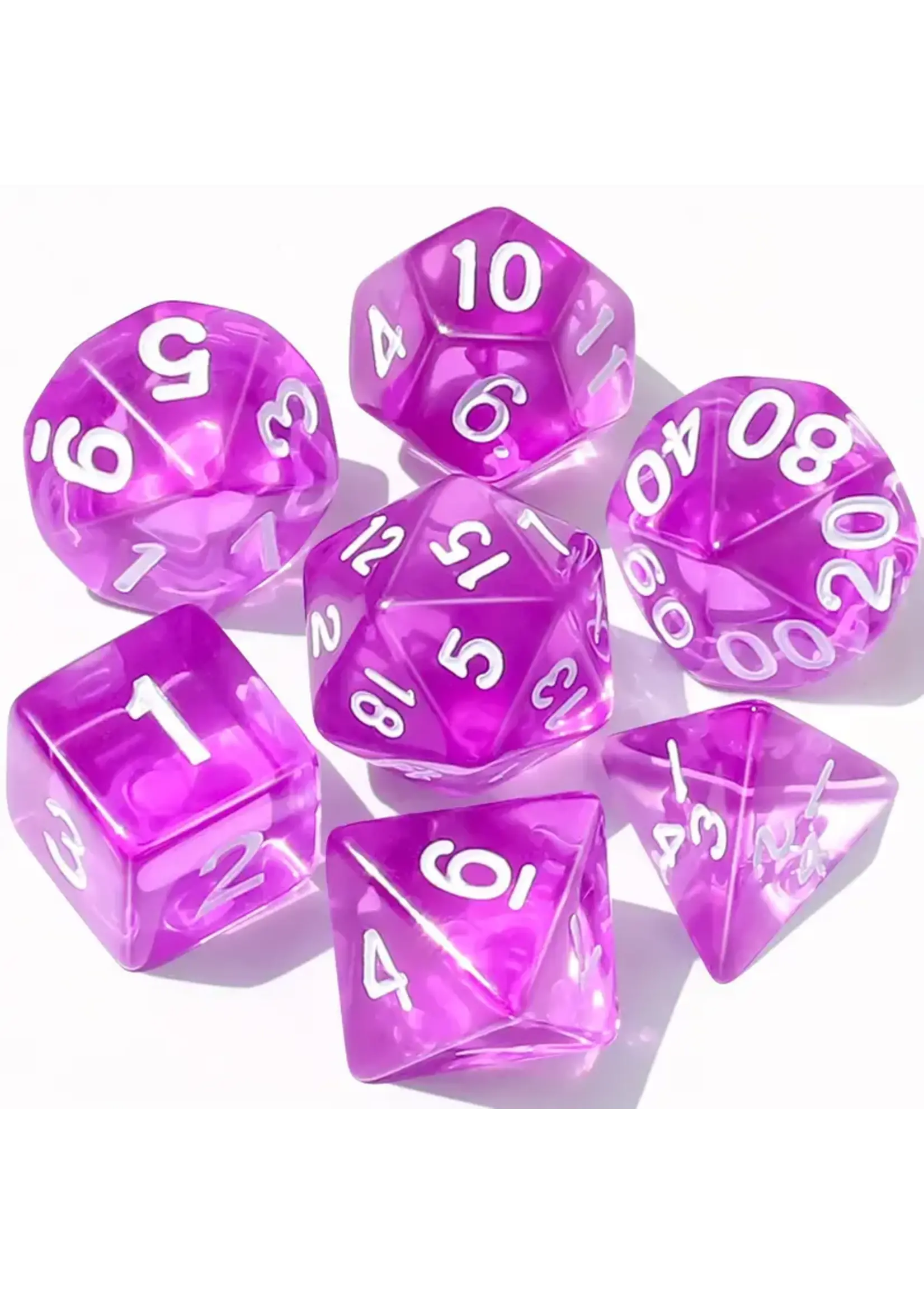 Dice RPG 7pc Transparent Purple
