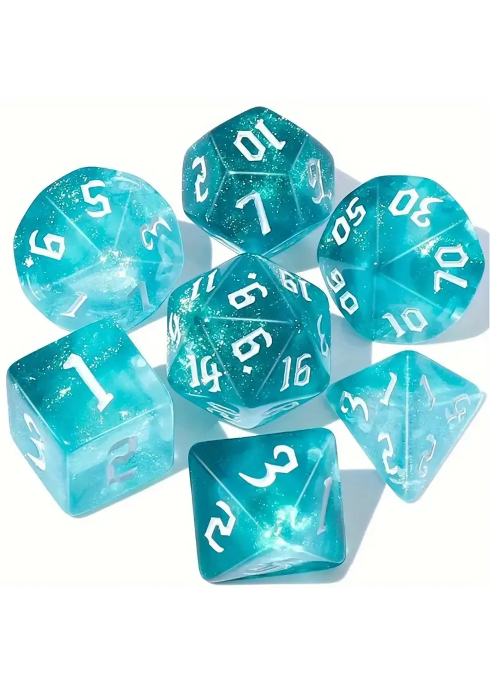 Dice RPG 7pc Glitter Aquamarine