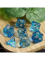 Dice RPG 7pc Transparent Blue Golden