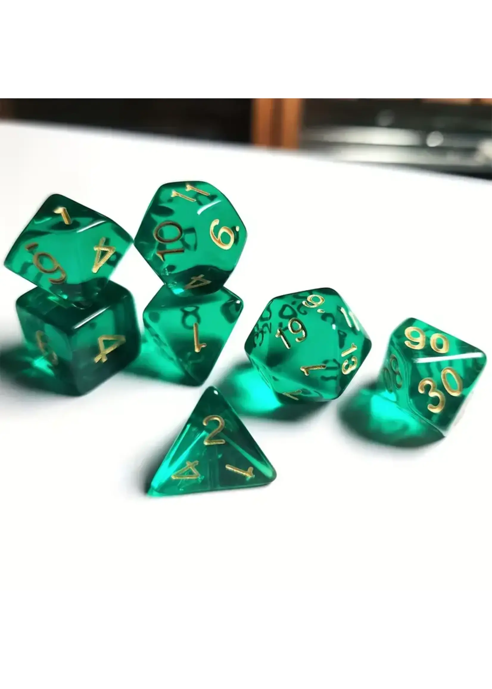 Dice RPG 7pc Transparent Emerald Green
