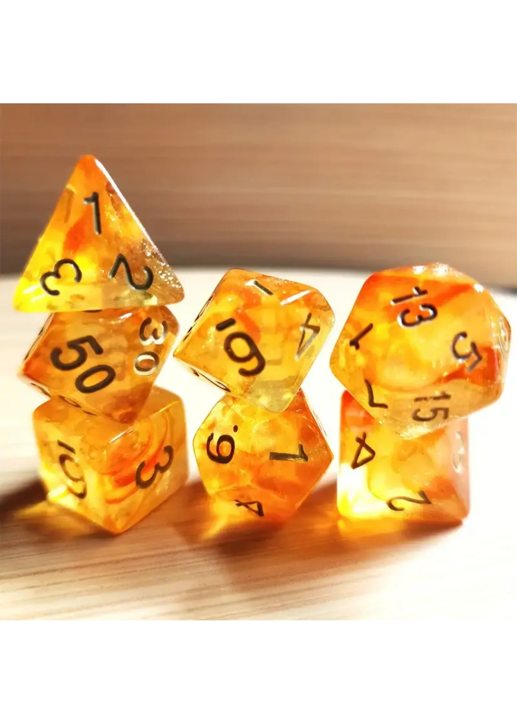 Dice RPG 7pc Transparent Gradient Orange