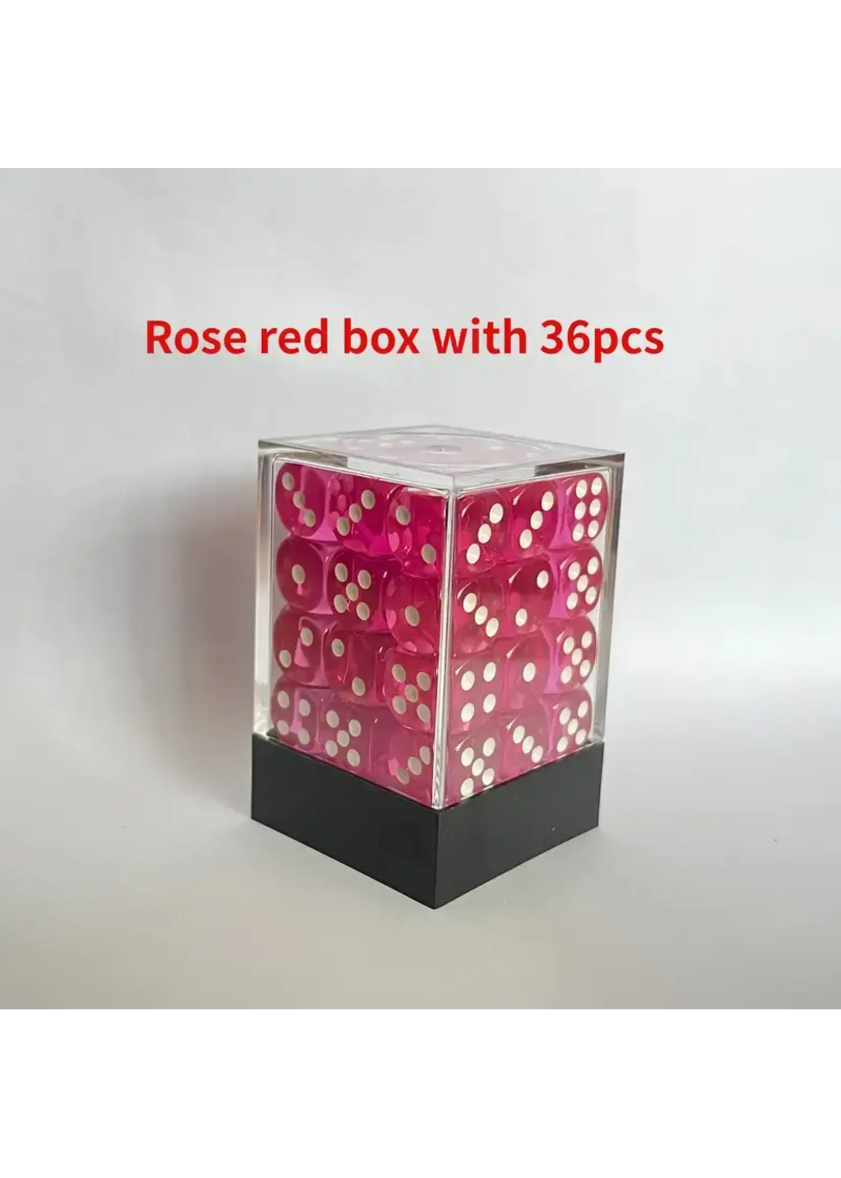 Dice 12mm 36pc Rose Red White