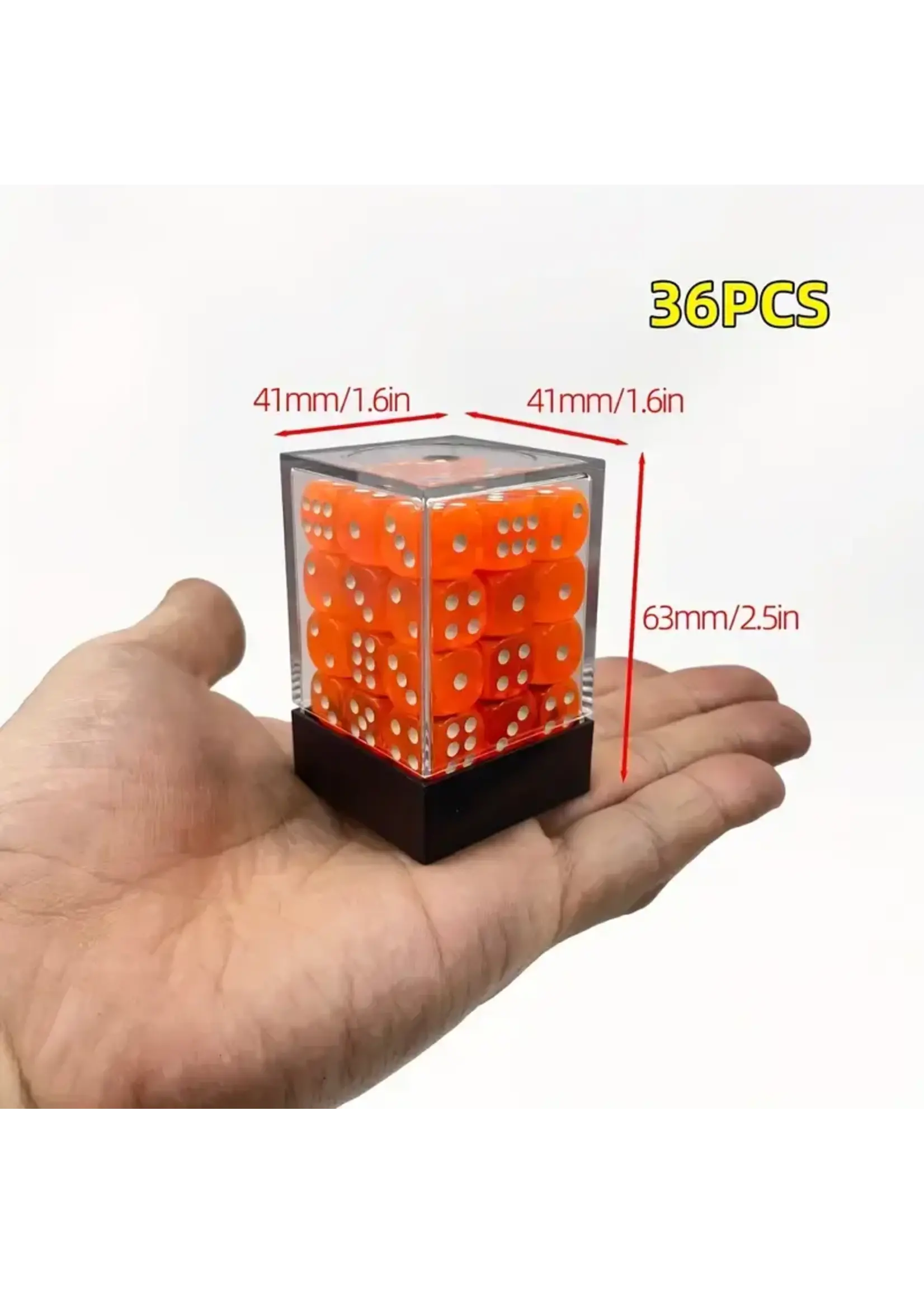 Dice 12mm 36pc Orange White
