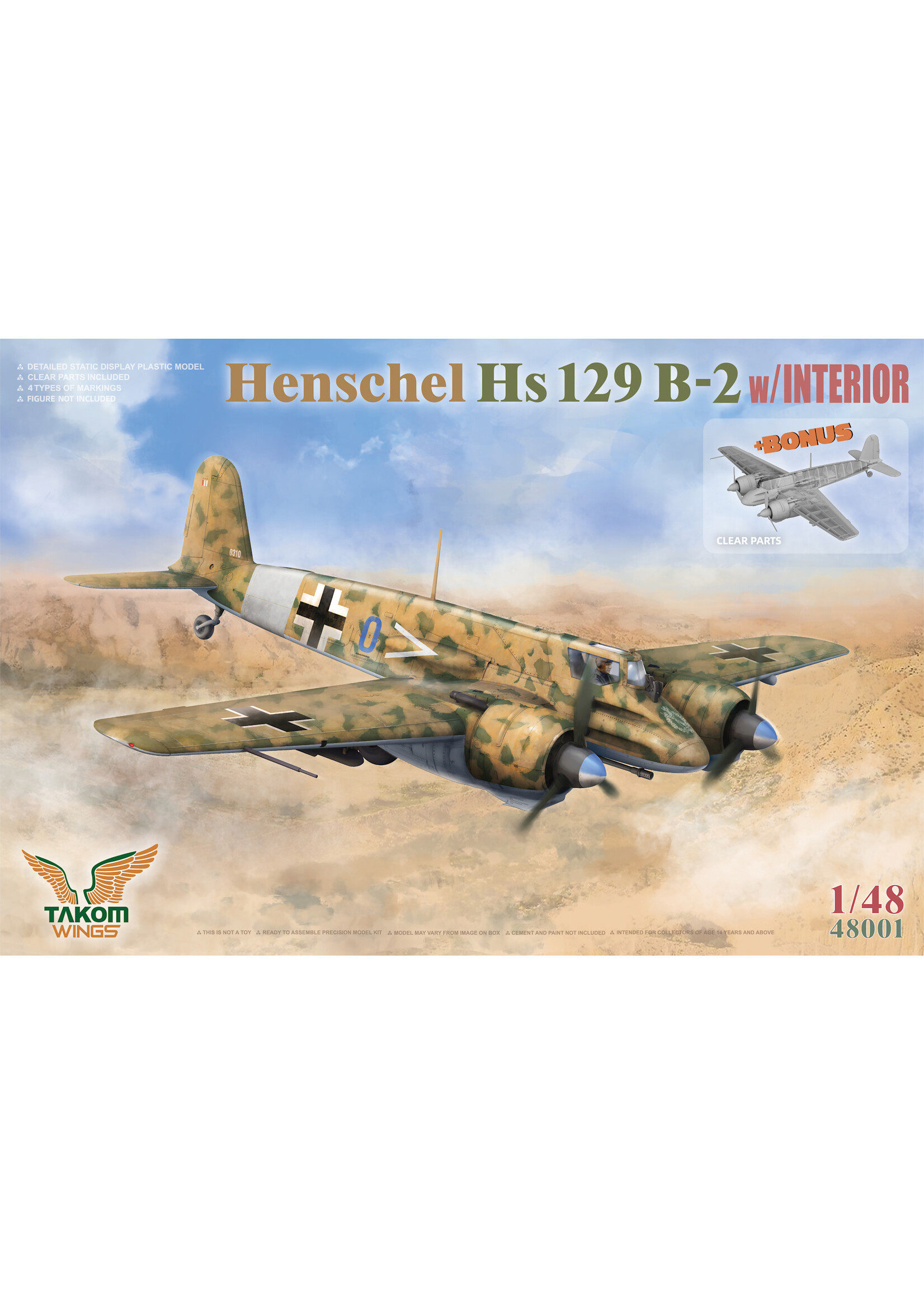 Takom TAK48001 Hs 129 B-2 with Interior (1/48)