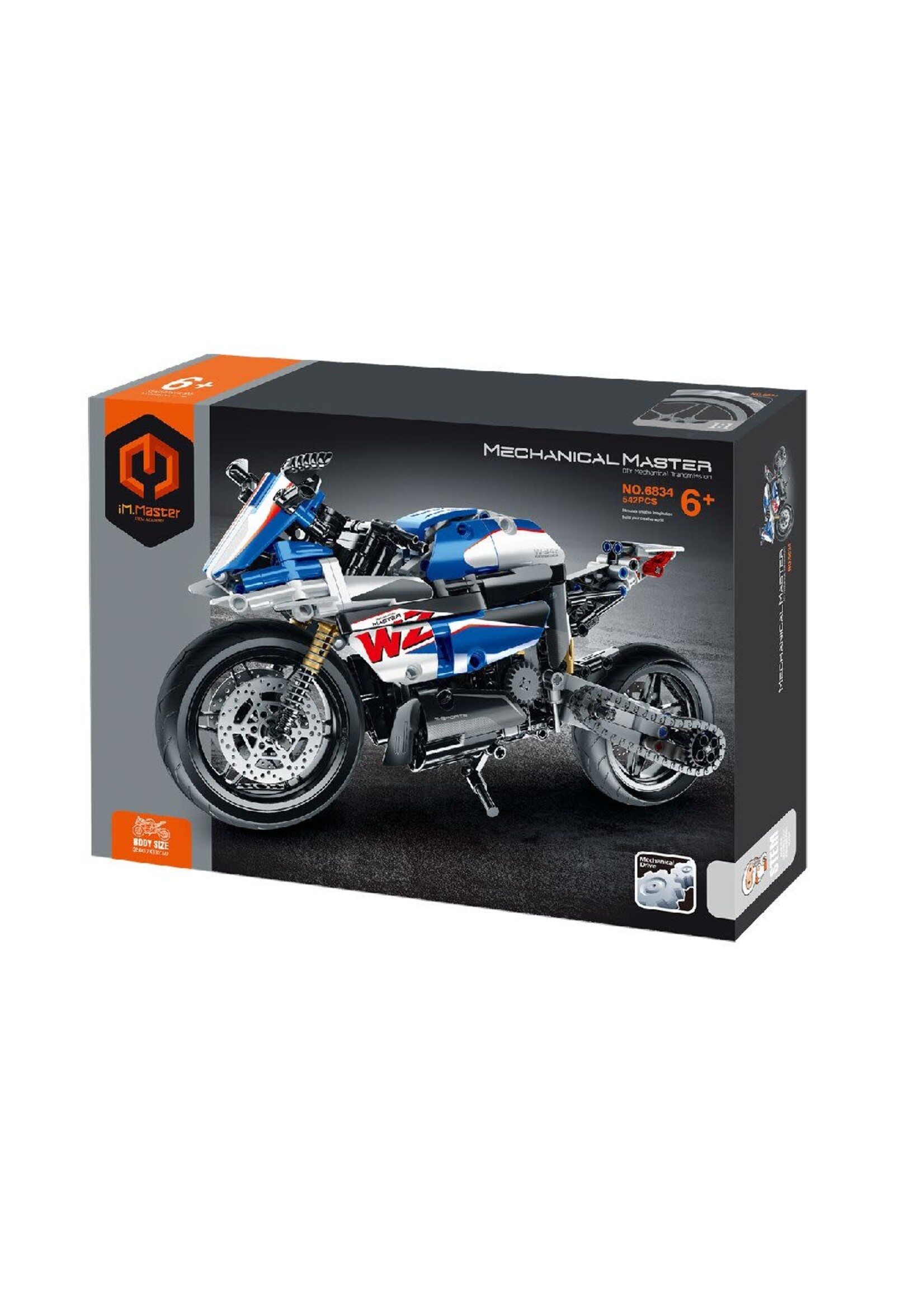 iM.Master IMM6834 Building Block Motorcycle - Blue and White - 542 Pieces
