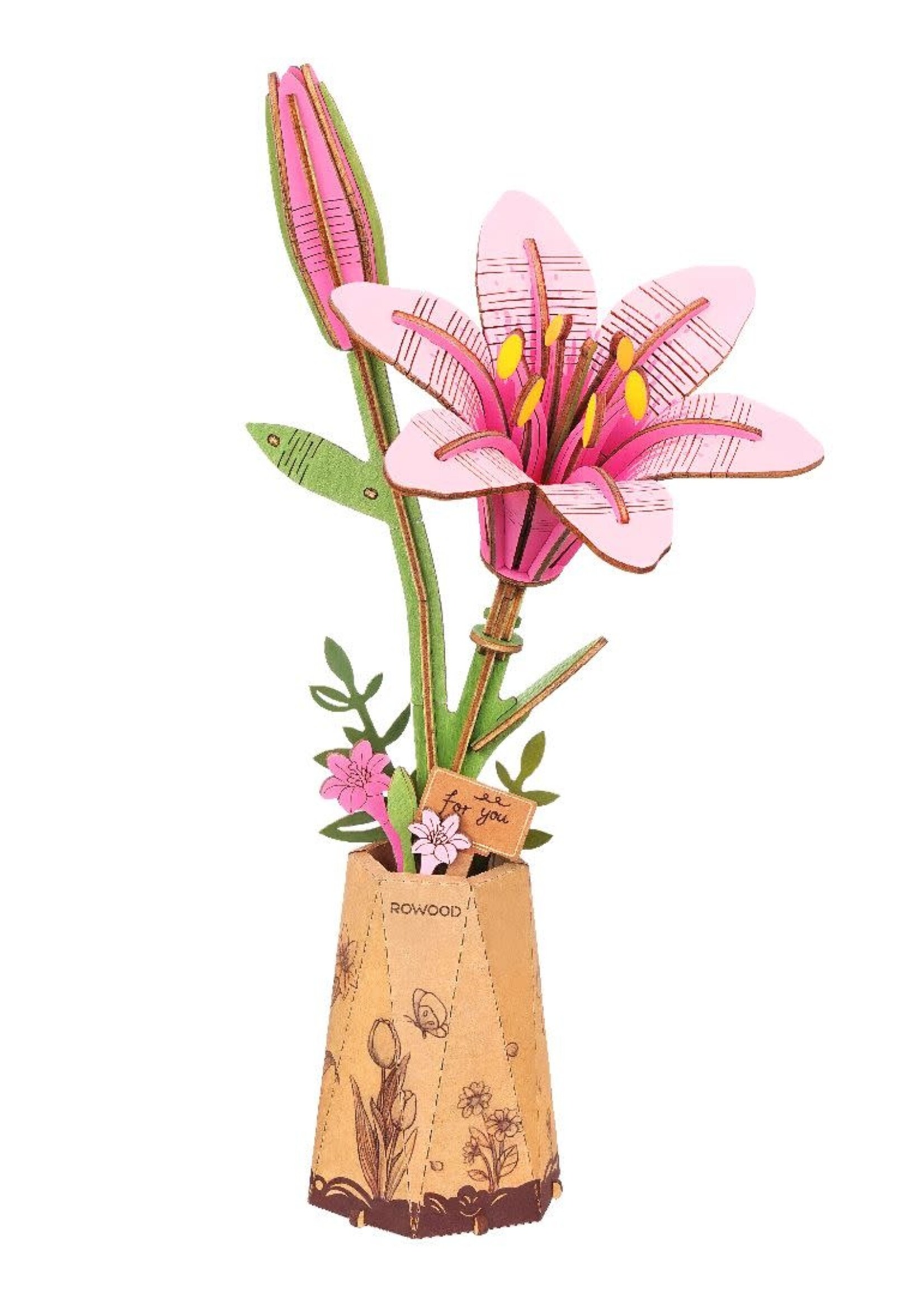 ROKR ROKRW071 Pink Lily 3D Wooden Puzzle