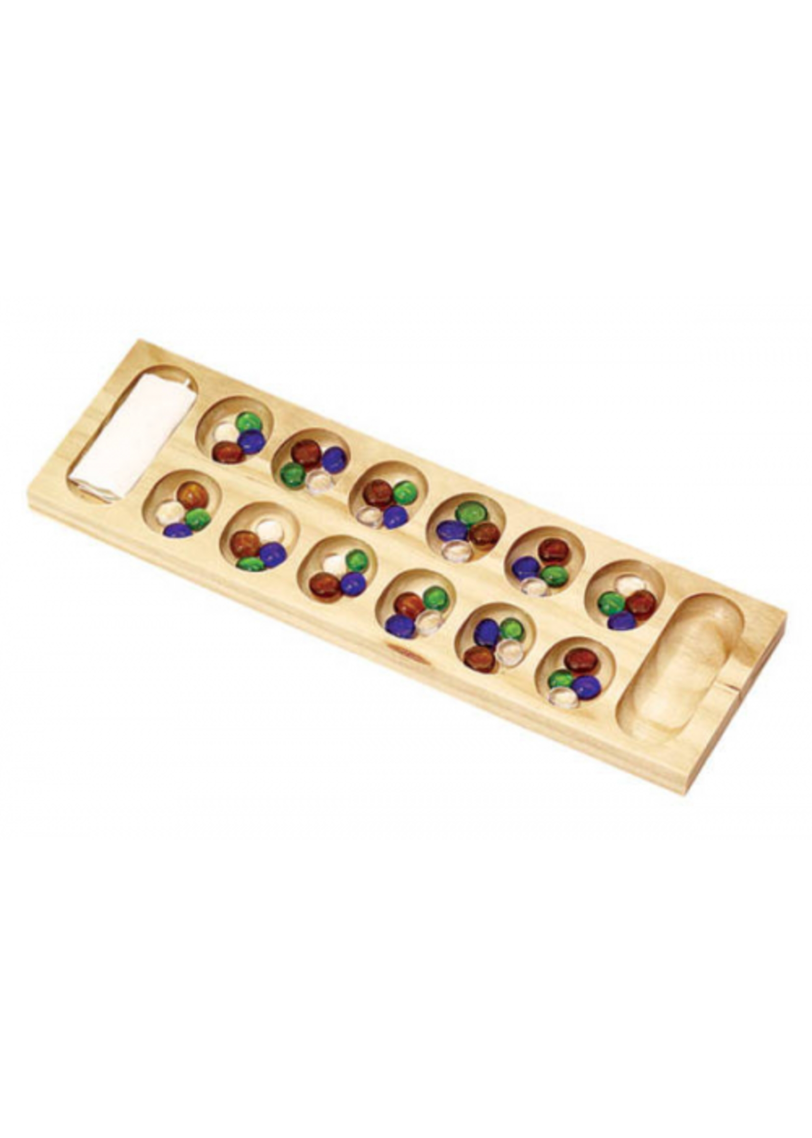 Mancala Wooden Tray with Glass Beads