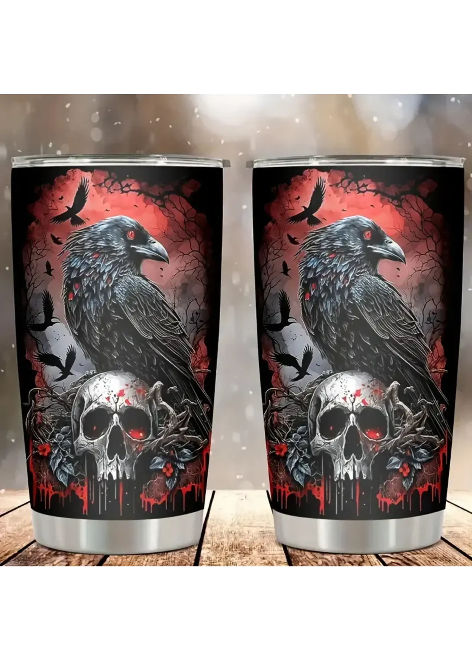 Tumbler 20oz Gothic Skull & Crow