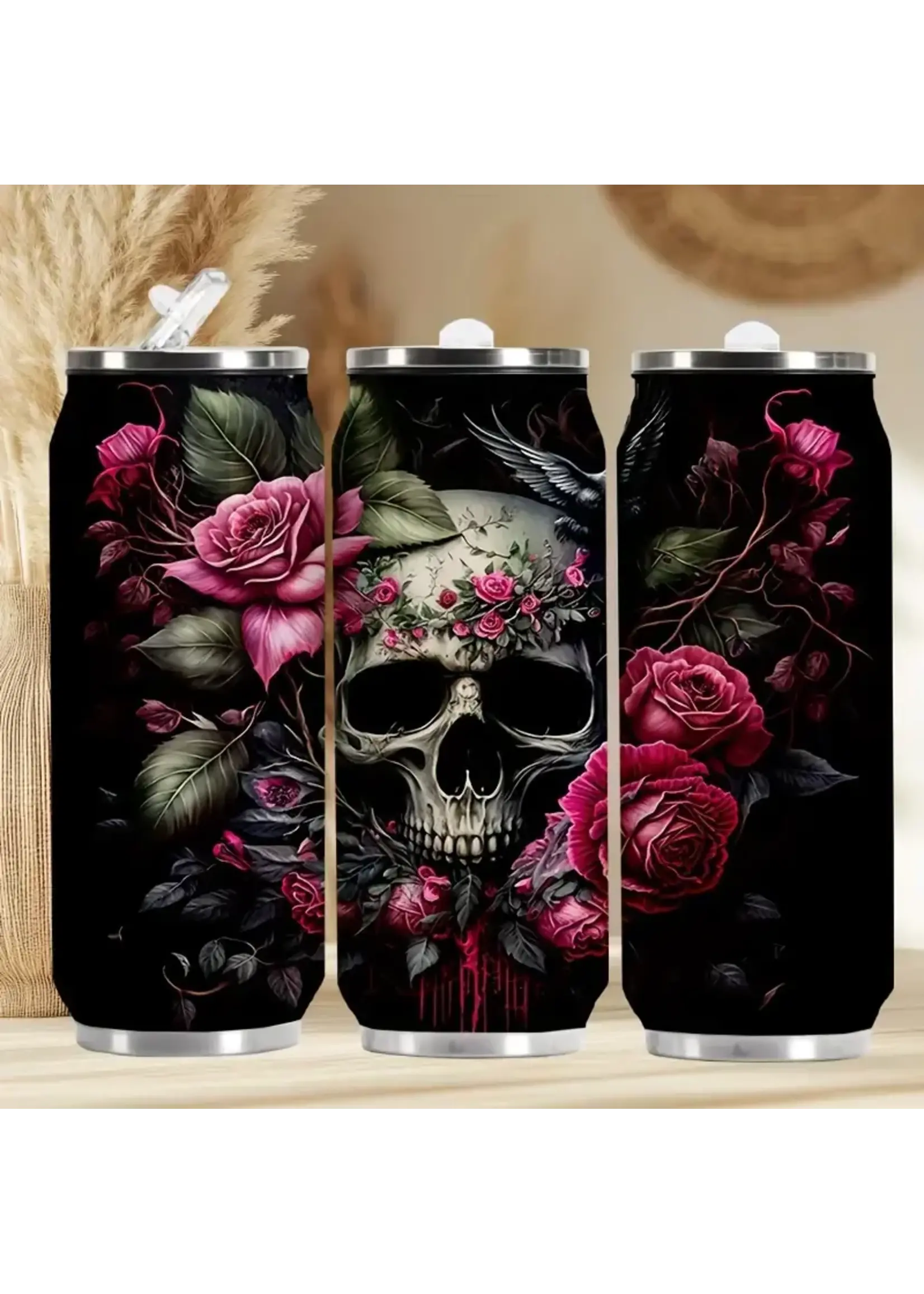 Tumbler 20oz Gothic Rose & Skull
