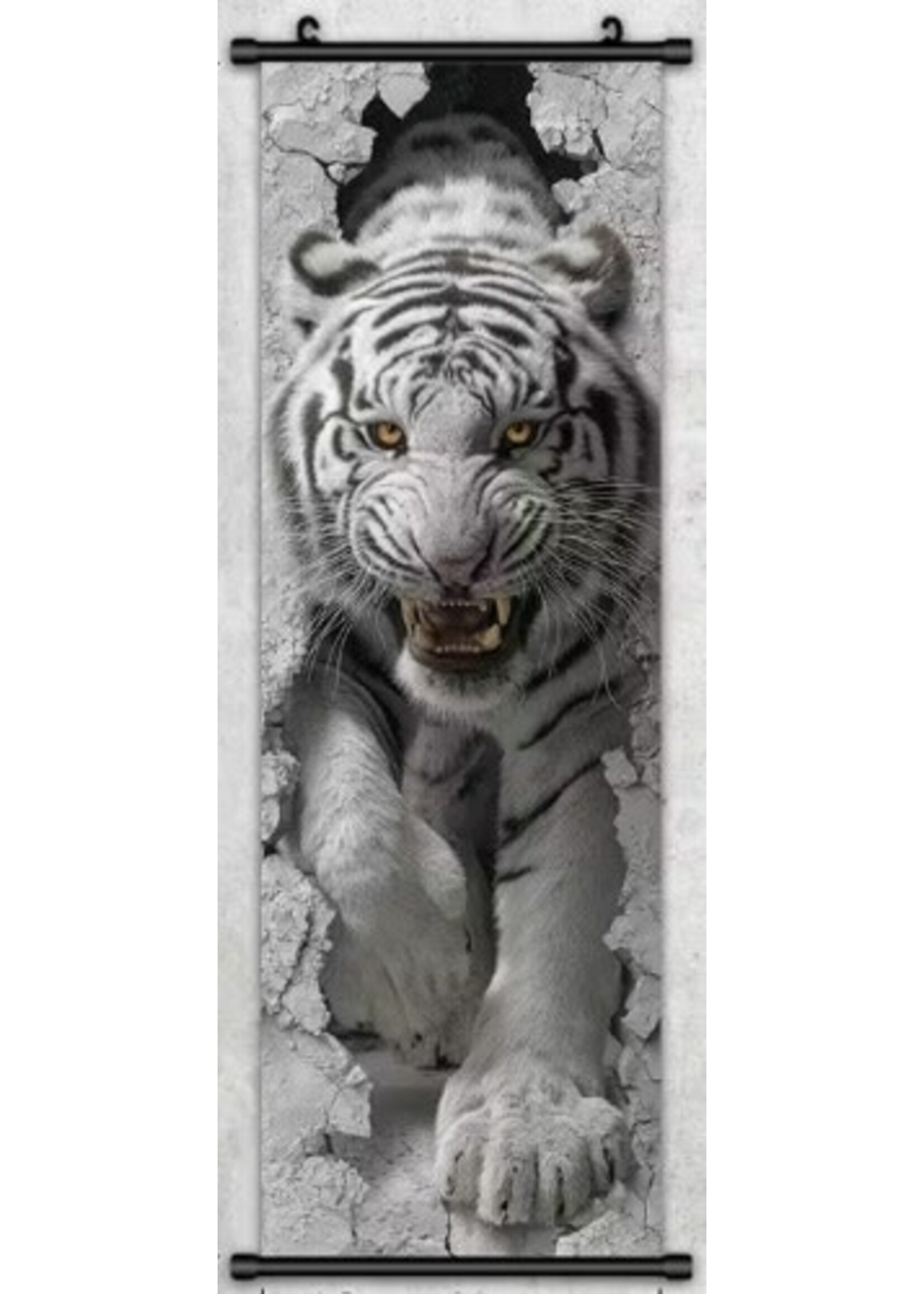 Hanging Wall Banner 15x47 Inch White Tiger
