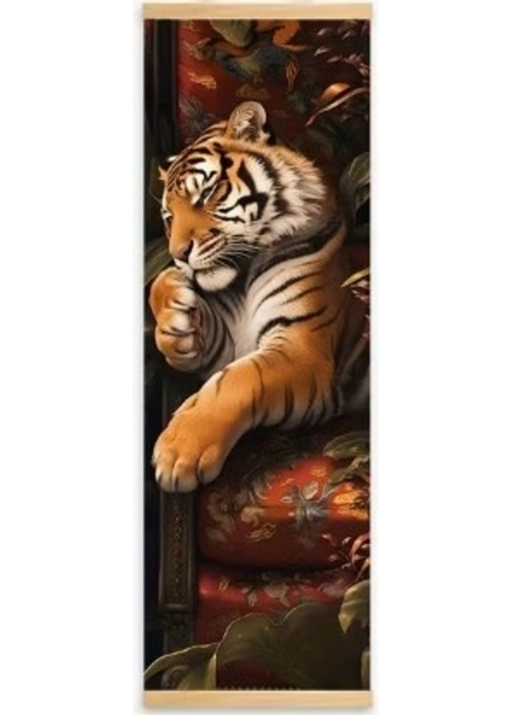 Hanging Wall Banner 15x47 Inch Tiger & Flowers #2