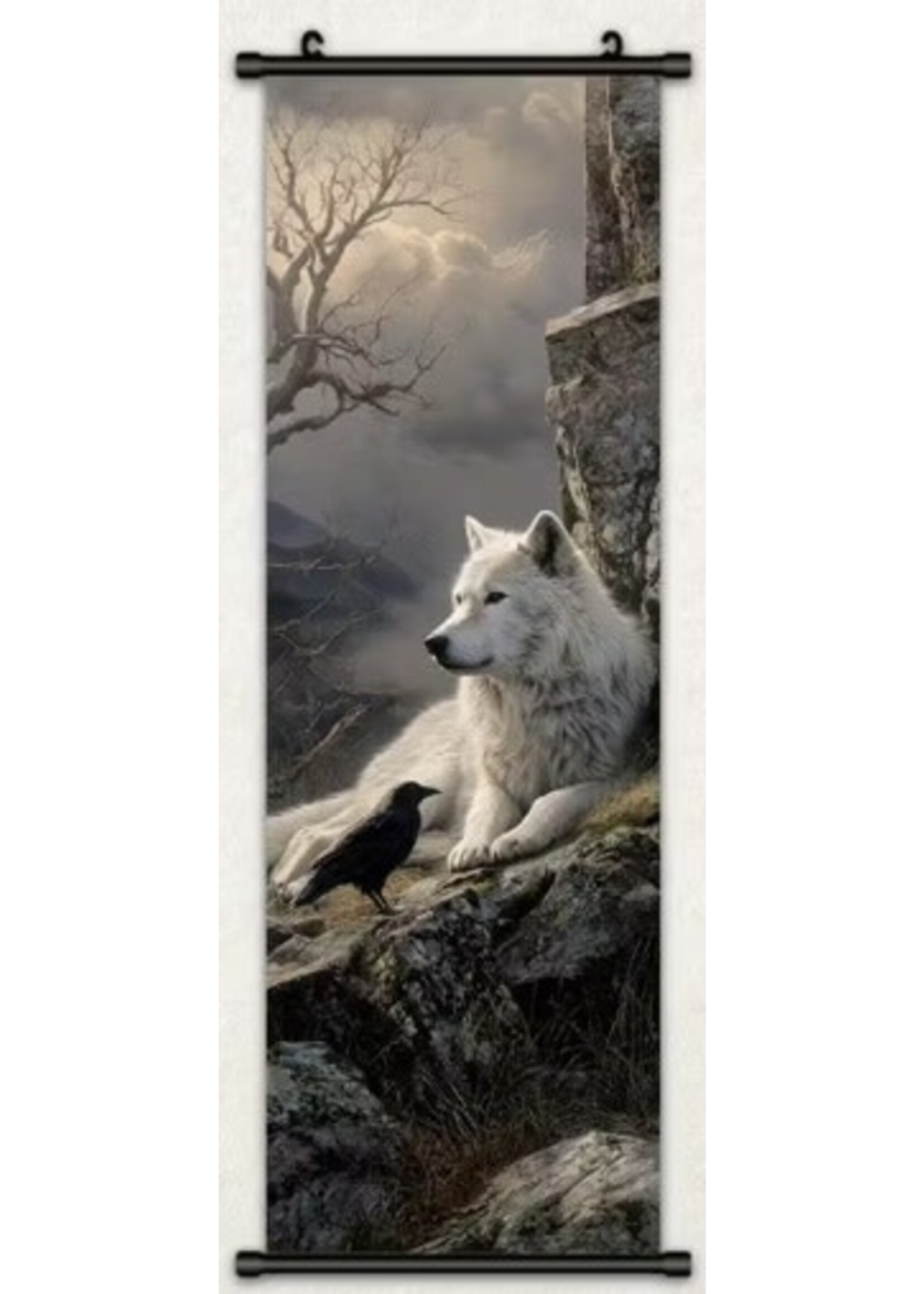 Hanging Wall Banner 15x74 Inch White Wolf #1