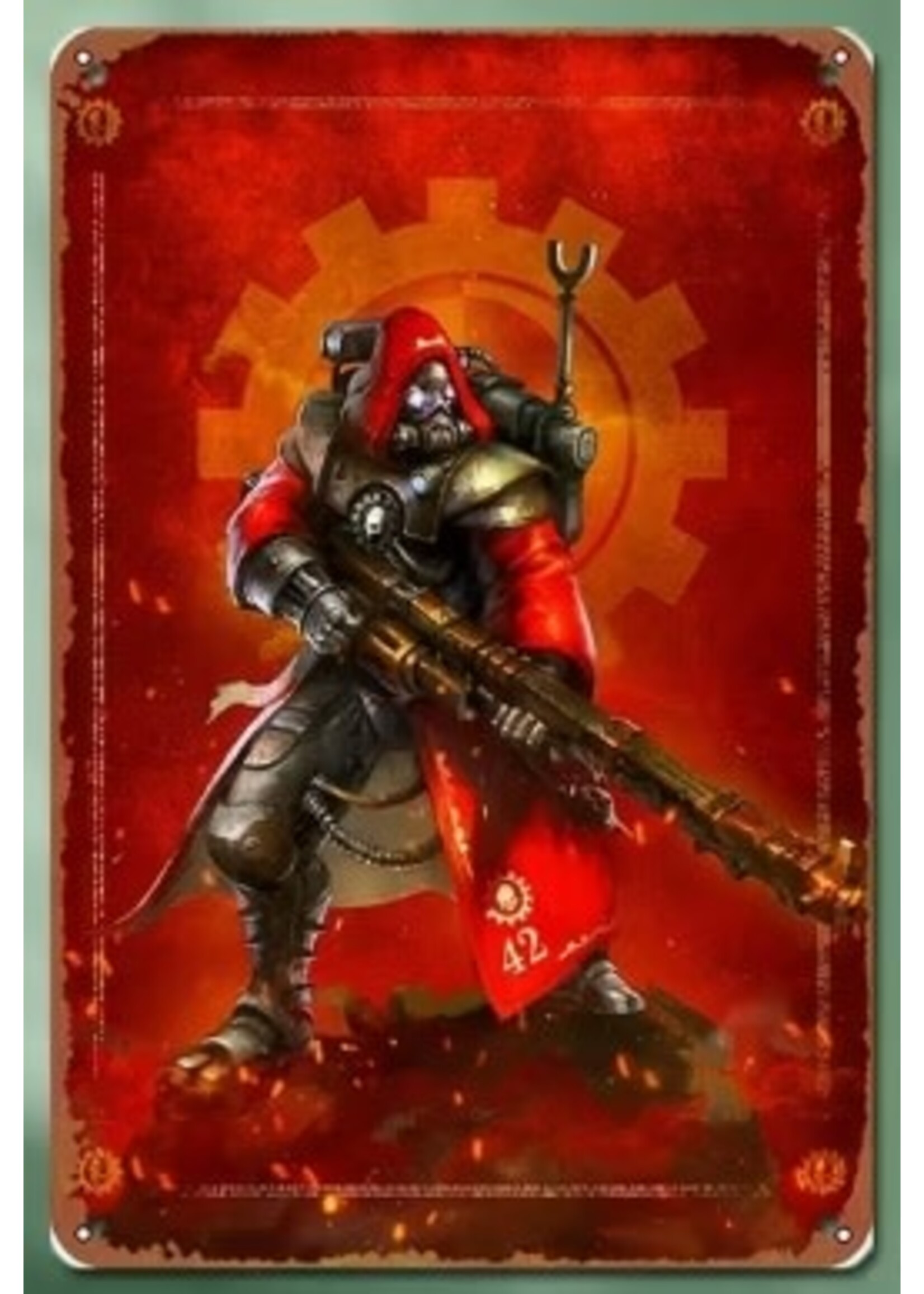 Metal Wall Sign 8x12 Inch Space Warrior in Red