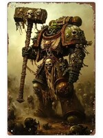 Metal Wall Sign 8x12 Inch Space Warrior with Hammer
