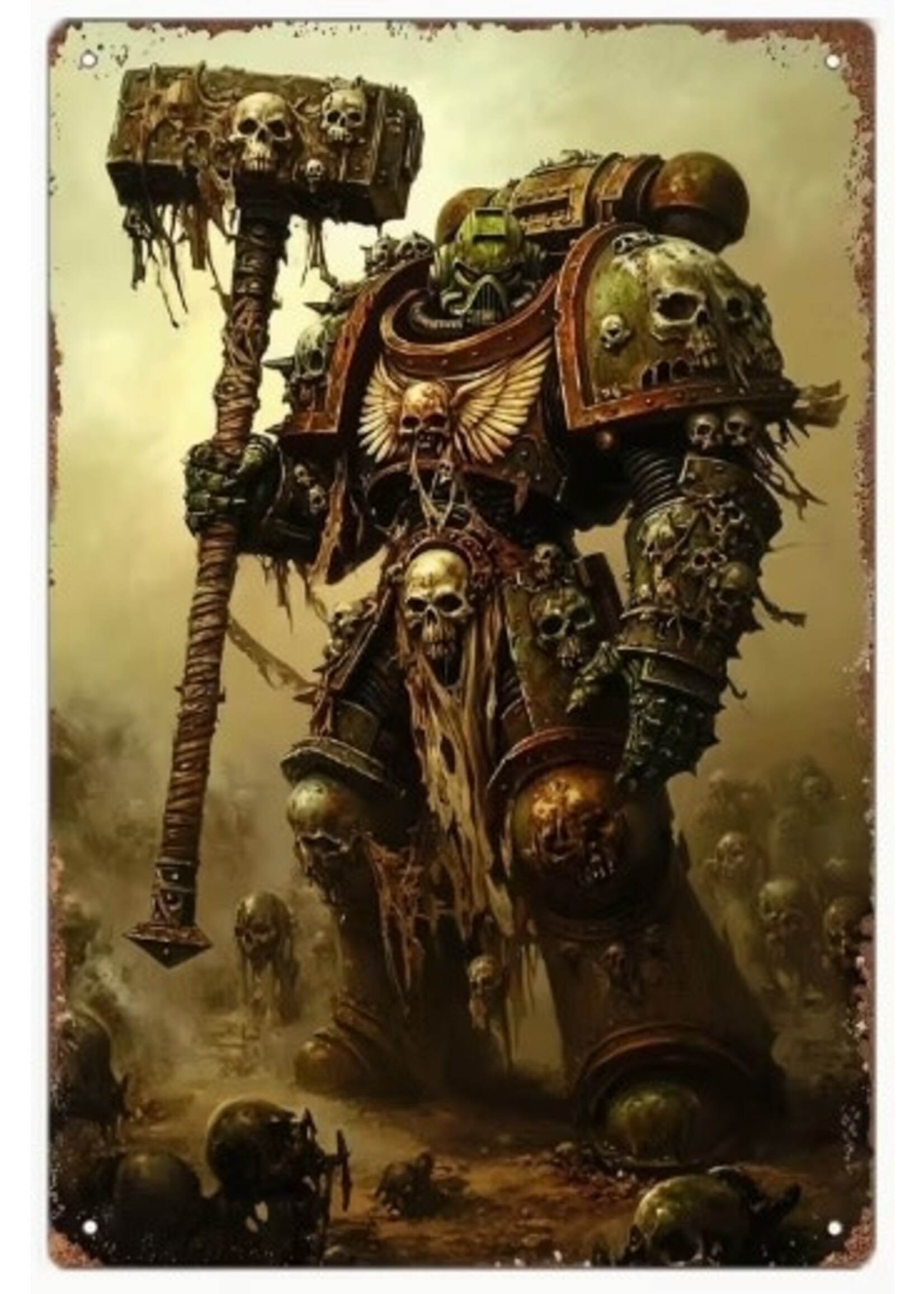 Metal Wall Sign 8x12 Inch Space Warrior with Hammer