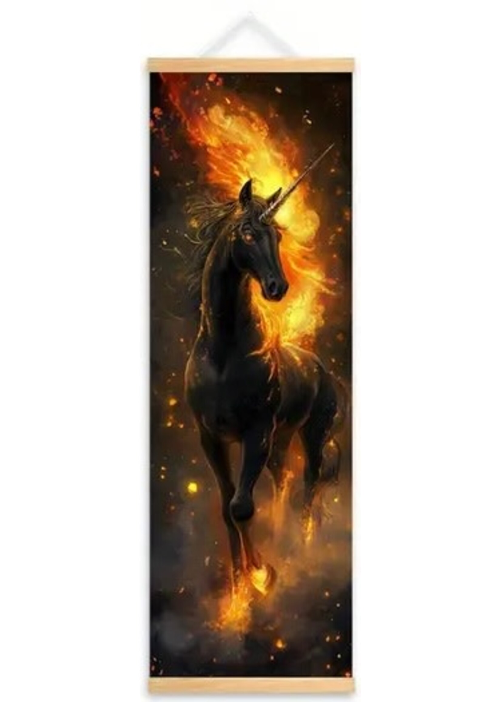Hanging Wall Banner 15x47 Inch Flame Unicorn #2