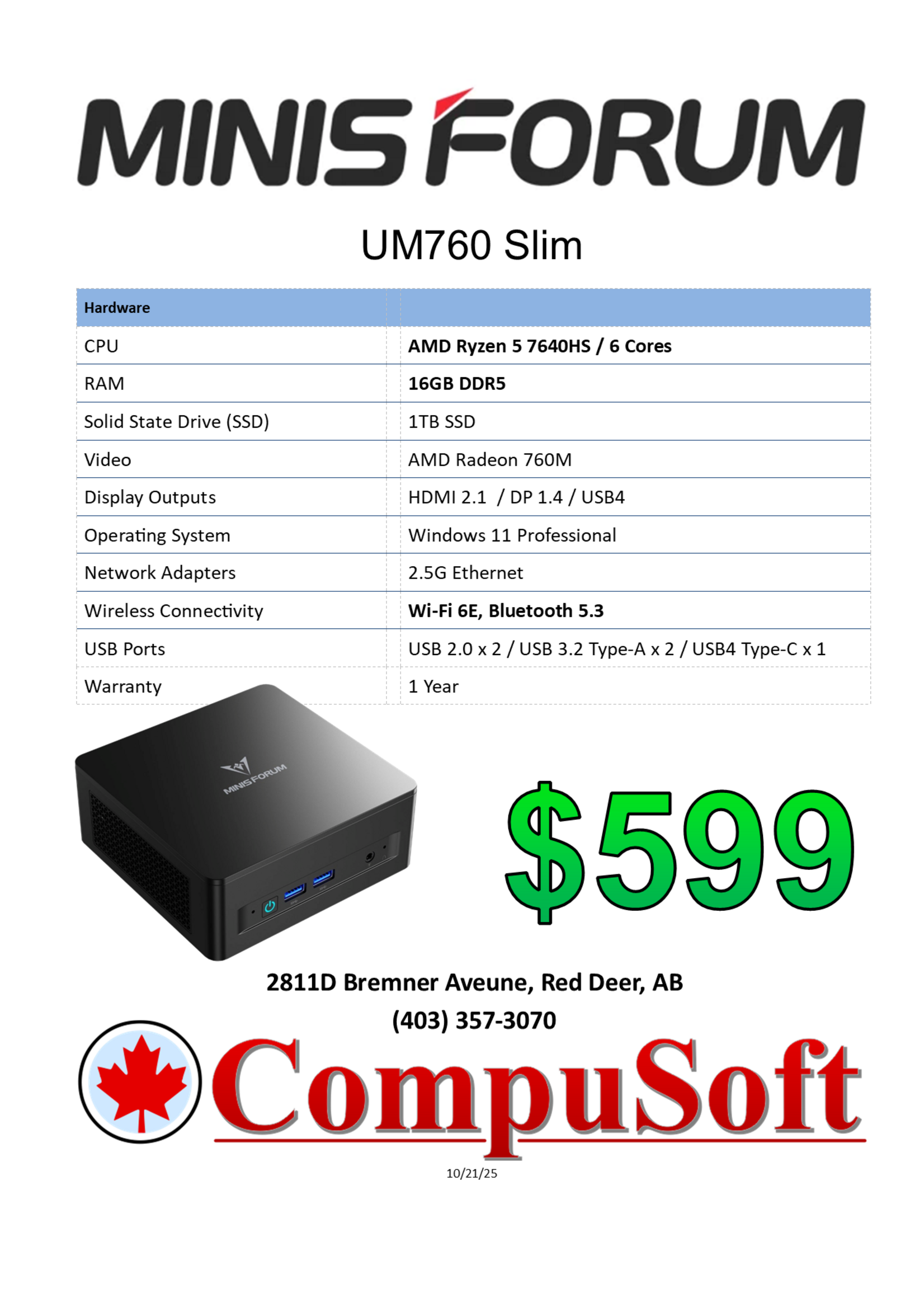 Minisforum Minisforum UM760 Slim