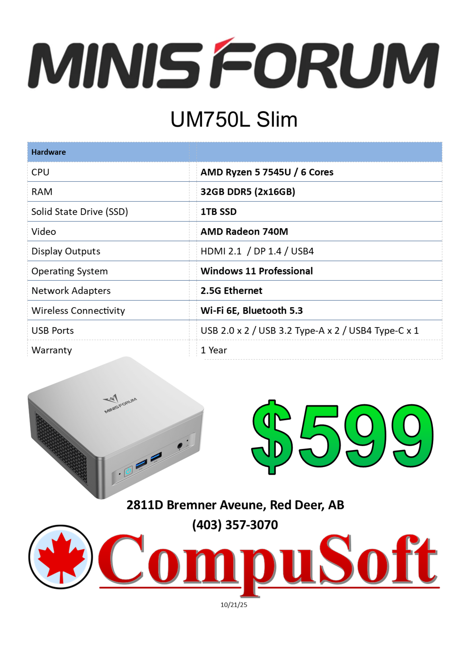Minisforum Minisforum UM750L Slim