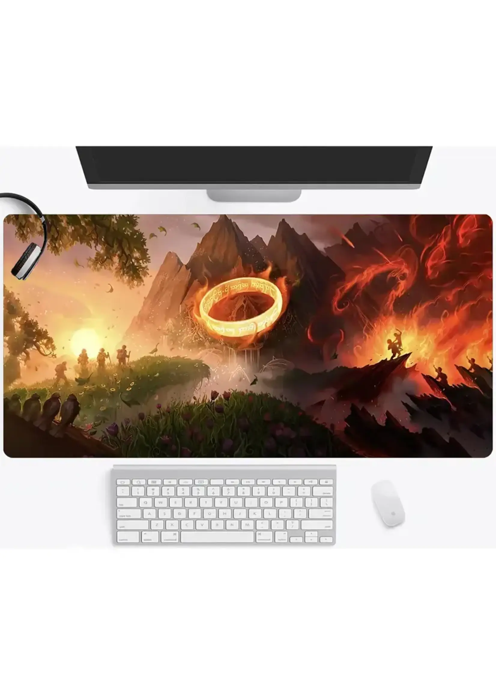 Mouse Pad 16x32 Inch Fantasy Mountains & Ring