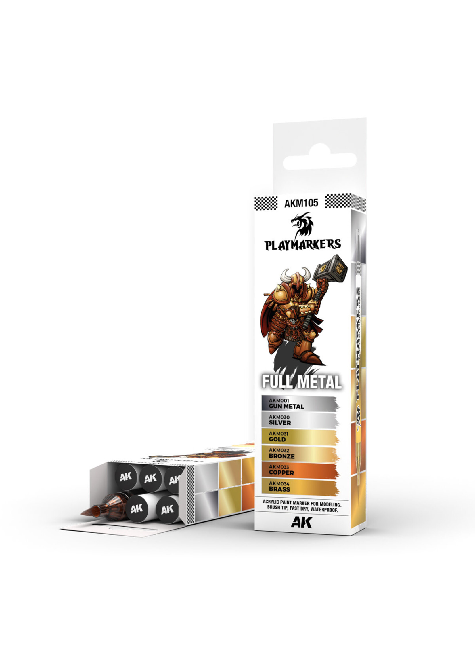 AK Interactive AK-M105 Full Metal Set (6pc) Playmarker